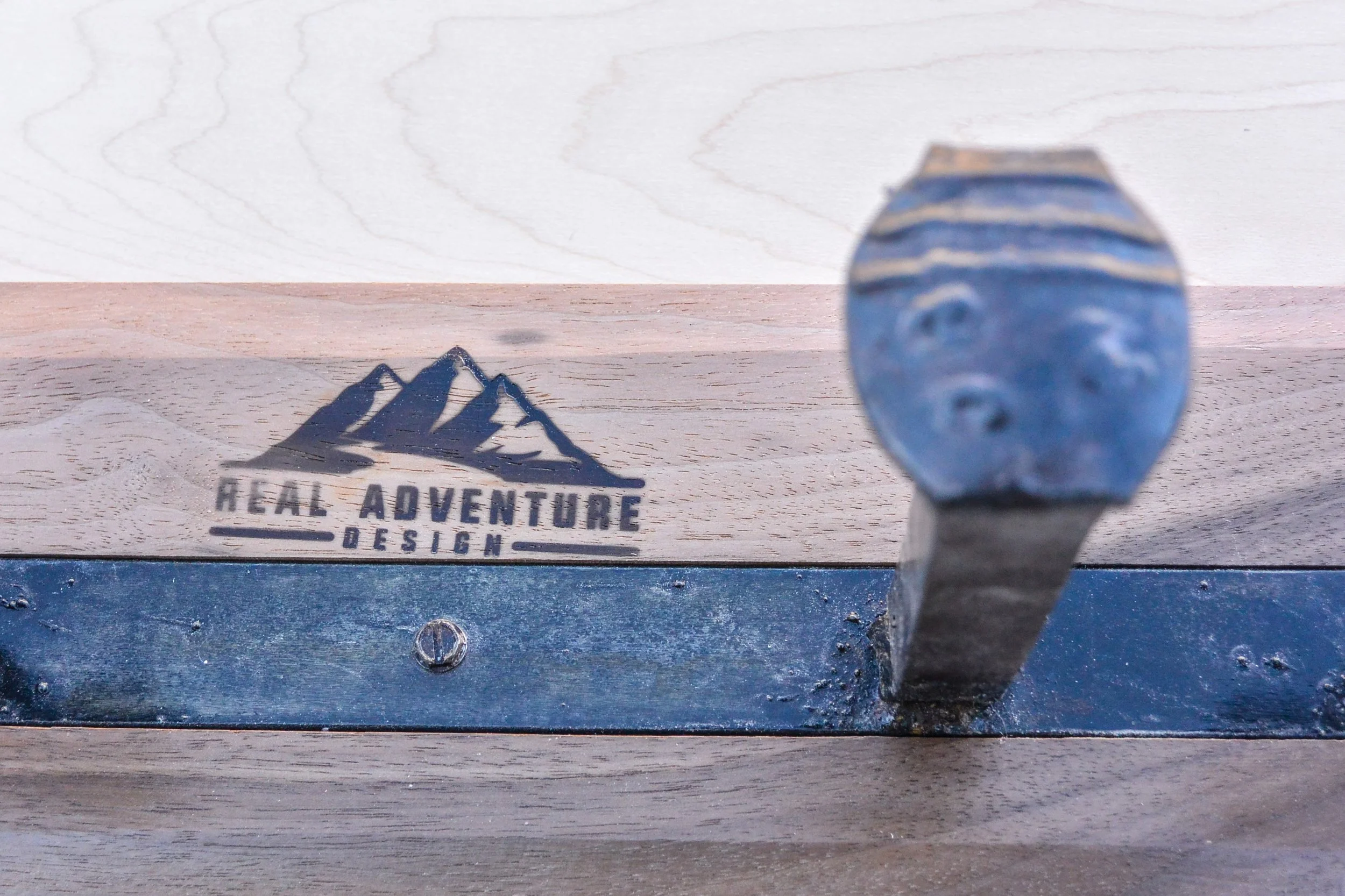 The railroad ties contrast perfectly with the walnut grain