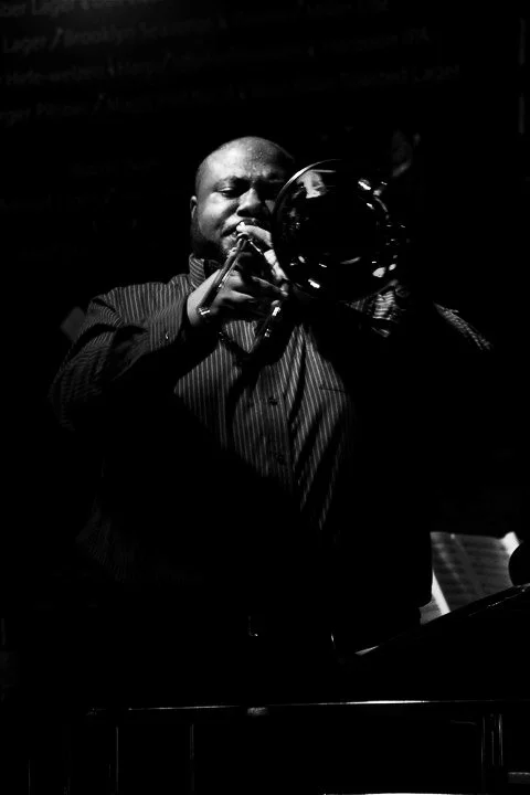  David White, trombone, David White Jazz Orchestra. Live in performance at Garage Restauraunt and Cafe. New York, NY. 2011.   