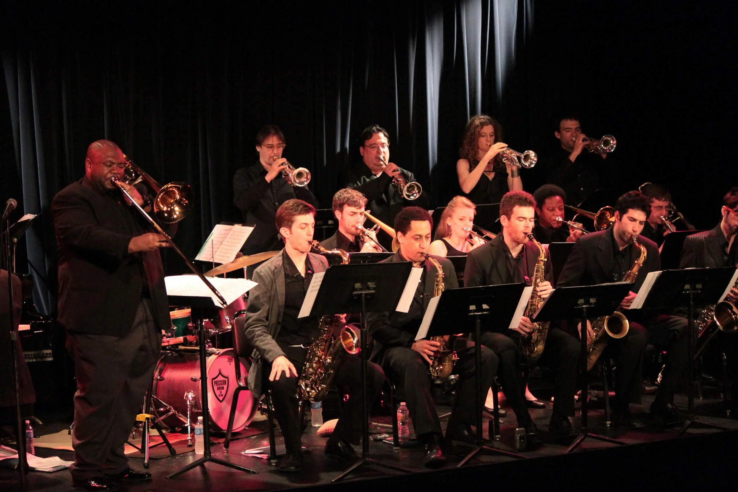  Volker Goetze, trumpet, Irv Grossman, trumpet, Alicia Rau, trumpet, Michael Irwin, trumpet. Rick Parker, trombone, Melissa Gardiner, trombone, Barry Cooper, trombone, Robert Stattel, bass trombone. Sam Taylor, tenor saxophone, Omar Daniels, alto sax