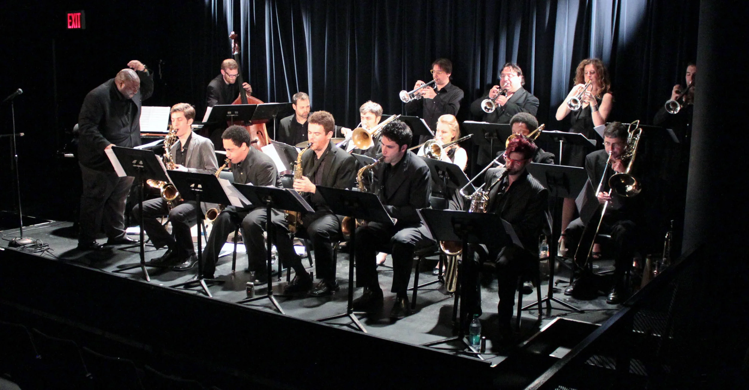  Volker Goetze, trumpet, Irv Grossman, trumpet, Alicia Rau, trumpet, Michael Irwin, trumpet. Rick Parker, trombone, Melissa Gardiner, trombone, Barry Cooper, trombone, Robert Stattel, bass trombone. Sam Taylor, tenor saxophone, Omar Daniels, alto sax