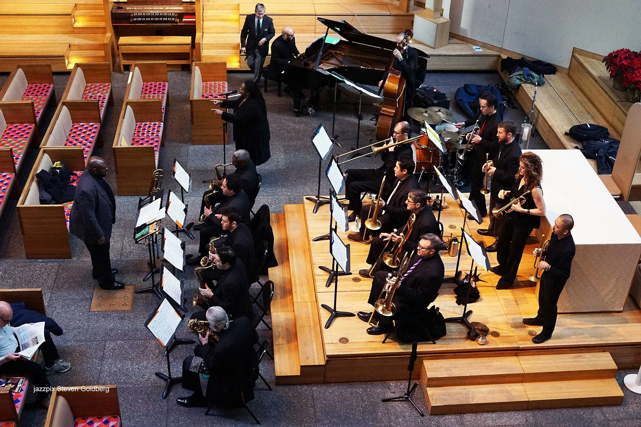  Ronny Whyte, emcee, Colin Brigstocke, trumpet, Ron Harter, trumpet, Alicia Rau, trumpet, Ryo Sasaki, trumpet. James Hall, trombone, Jimmy O'Connell, trombone, Robert Stattel, trombone, Brandon Moodie, bass trombone. Beavin Lawrence, tenor saxophone,