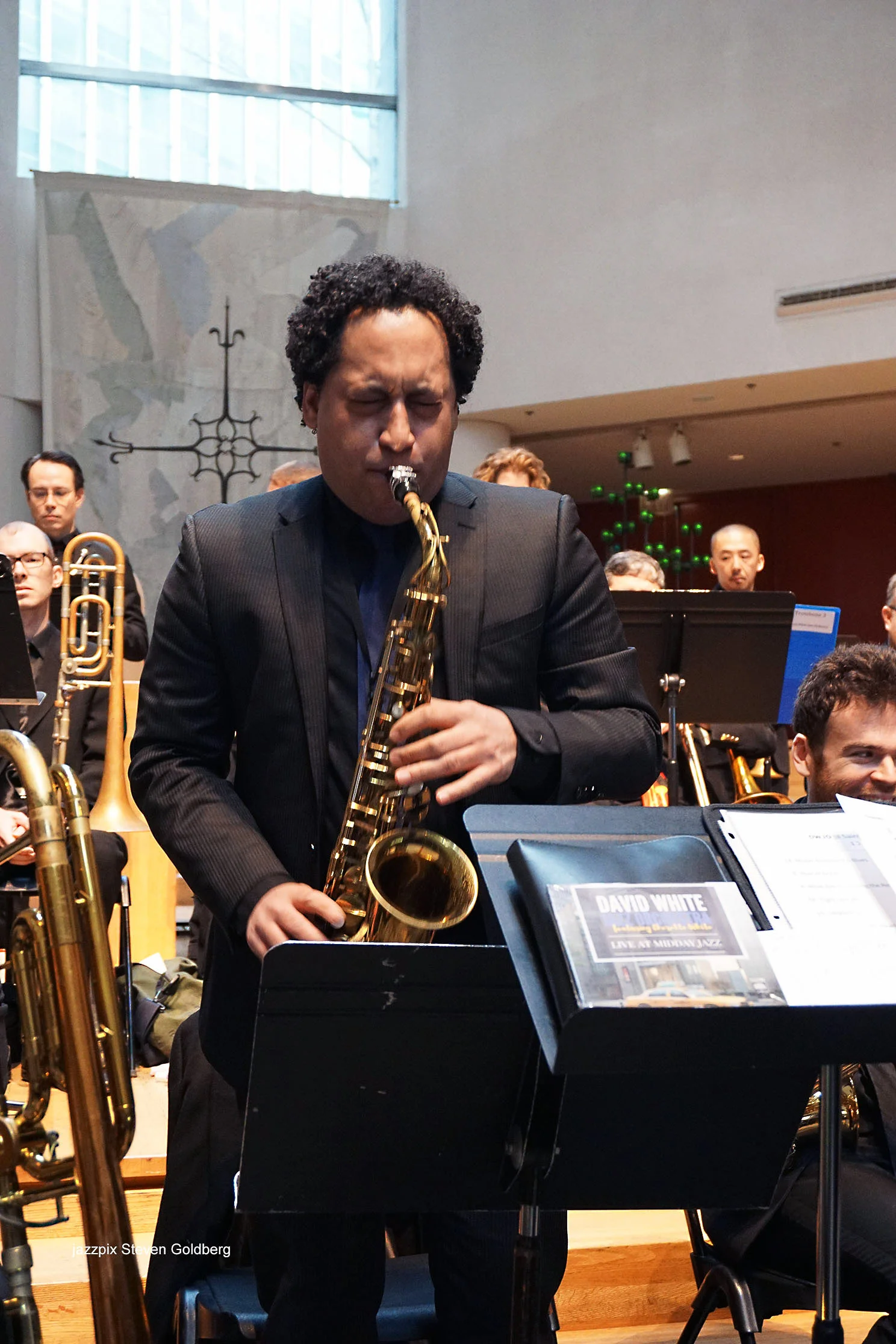  Omar Daniels, alto saxophone. David White Jazz Orchestra. Live at Midday Jazz CD Release concert at Saint Peter's Church, New York, NY. 2017. Photo by Steven Goldberg.   