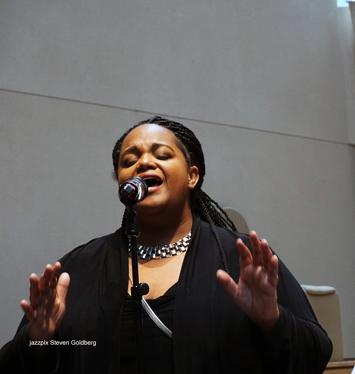  Cherette White, vocalist. David White Jazz Orchestra. Live at Midday Jazz CD Release concert at Saint Peter's Church, New York, NY. 2017. Photo by Steven Goldberg.   