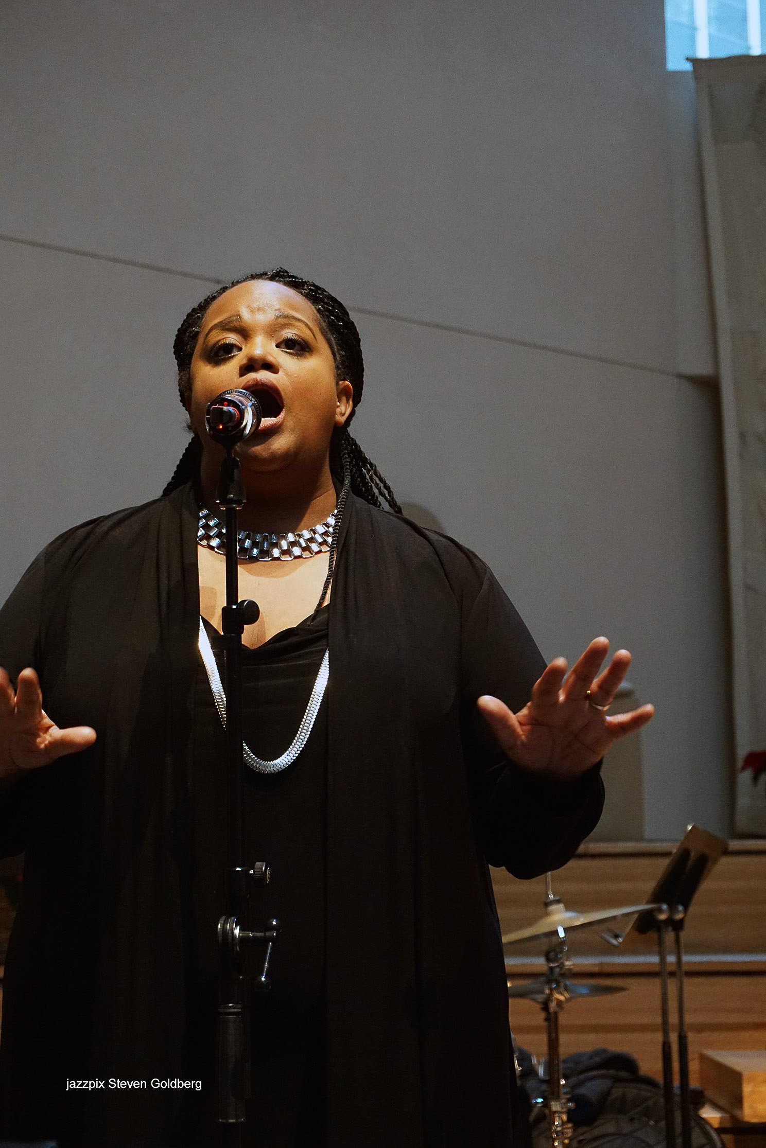  Cherette White, vocalist. David White Jazz Orchestra. Live at Midday Jazz CD Release concert at Saint Peter's Church, New York, NY. 2017. Photo by Steven Goldberg.   
