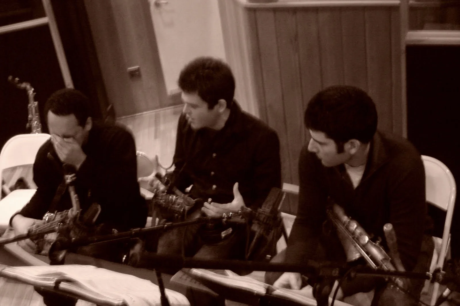  Omar Daniels, alto saxophone, Andrew Gould, alto saxophone, Sam Dillon, tenor saxophone. David White Jazz Orchestra. Flashpoint. Mister Shepherd Records (MSR-10614). Recording session at Skyline Studios, New York, NY. 2010.   