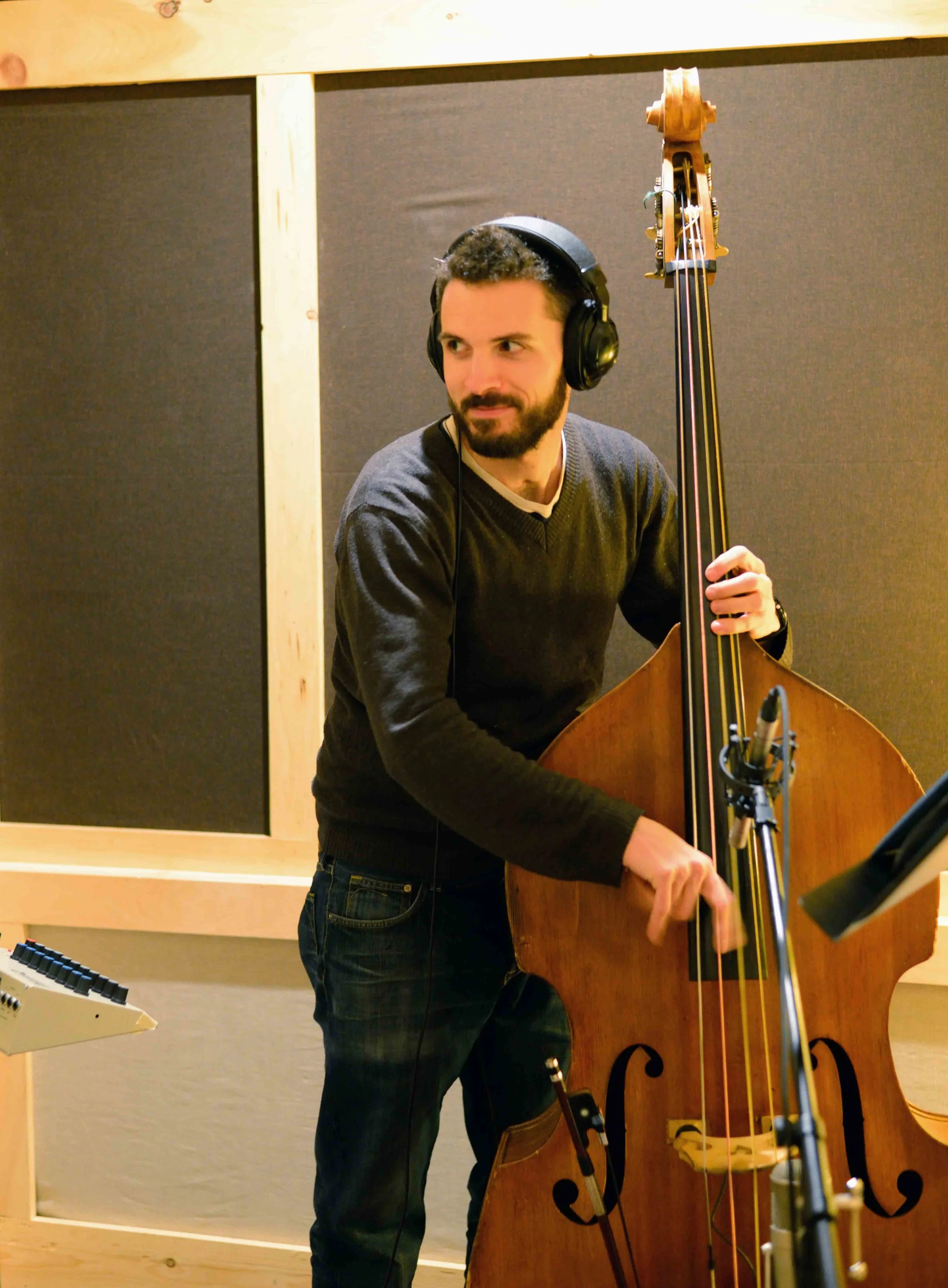  Phil Rowan, bass. David White Jazz Orchestra. The Chase. Mister Shepherd Records (MSR-10615). Recording session at The Bunker Studio, Brooklyn, NY. 2014. Photo by Joe Josephs.   