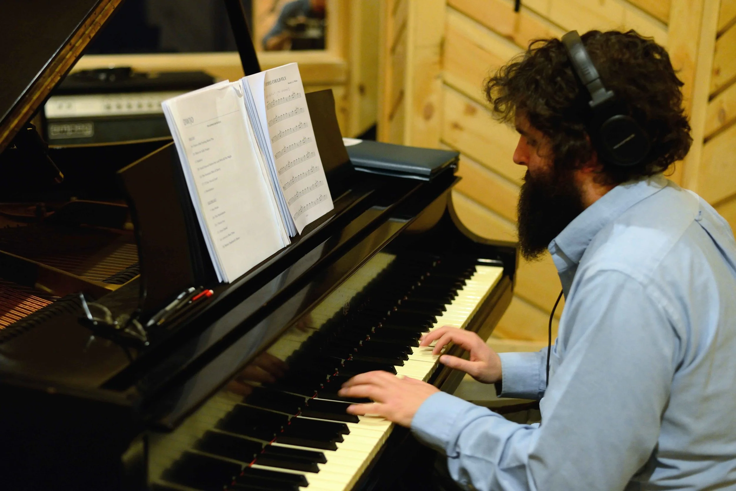  Nick Consol, piano. David White Jazz Orchestra. The Chase. Mister Shepherd Records (MSR-10615). Recording session at The Bunker Studio, Brooklyn, NY. 2014. Photo by Joe Josephs.   