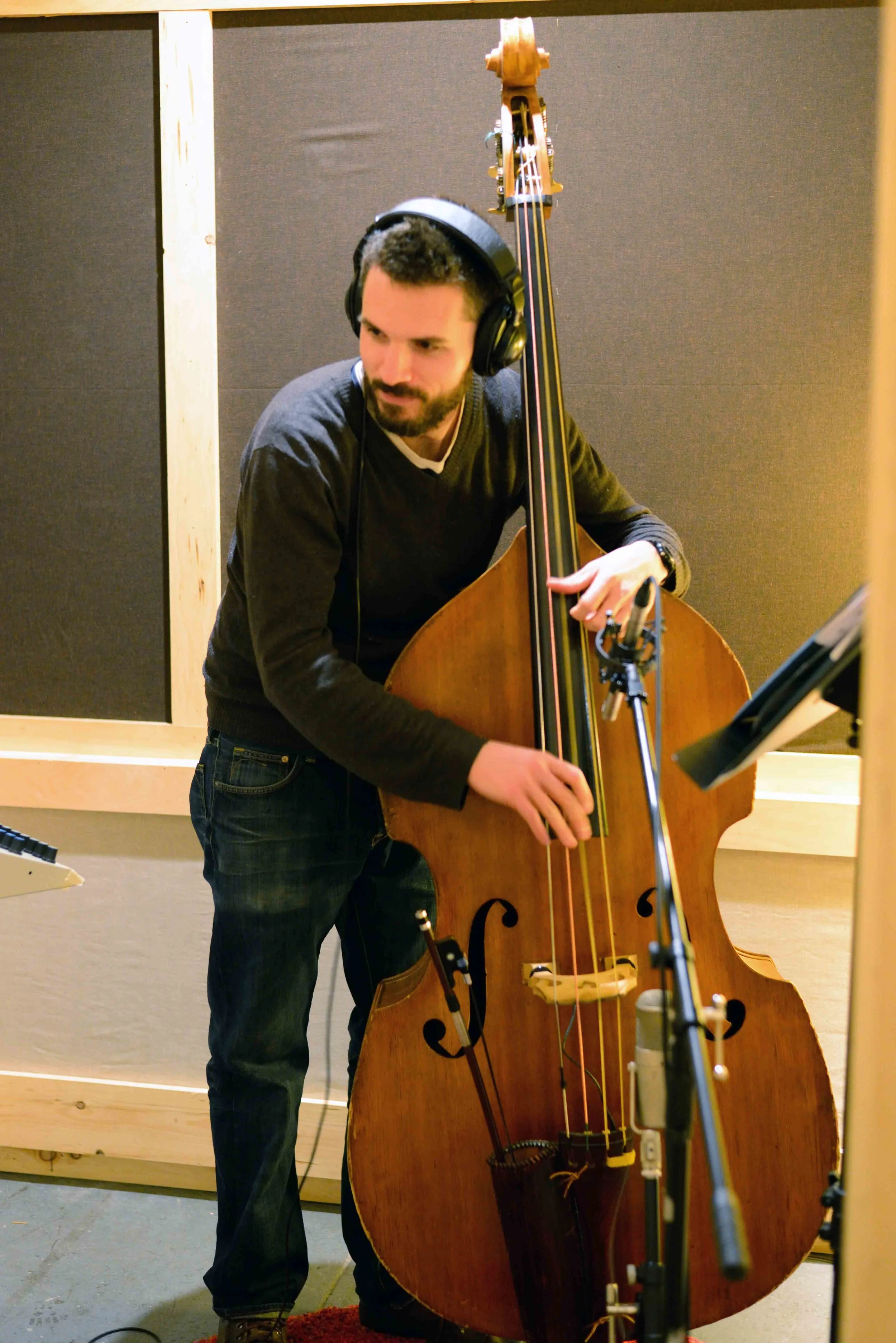  Phil Rowan, bass. David White Jazz Orchestra. The Chase. Mister Shepherd Records (MSR-10615). Recording session at The Bunker Studio, Brooklyn, NY. 2014. Photo by Joe Josephs.   