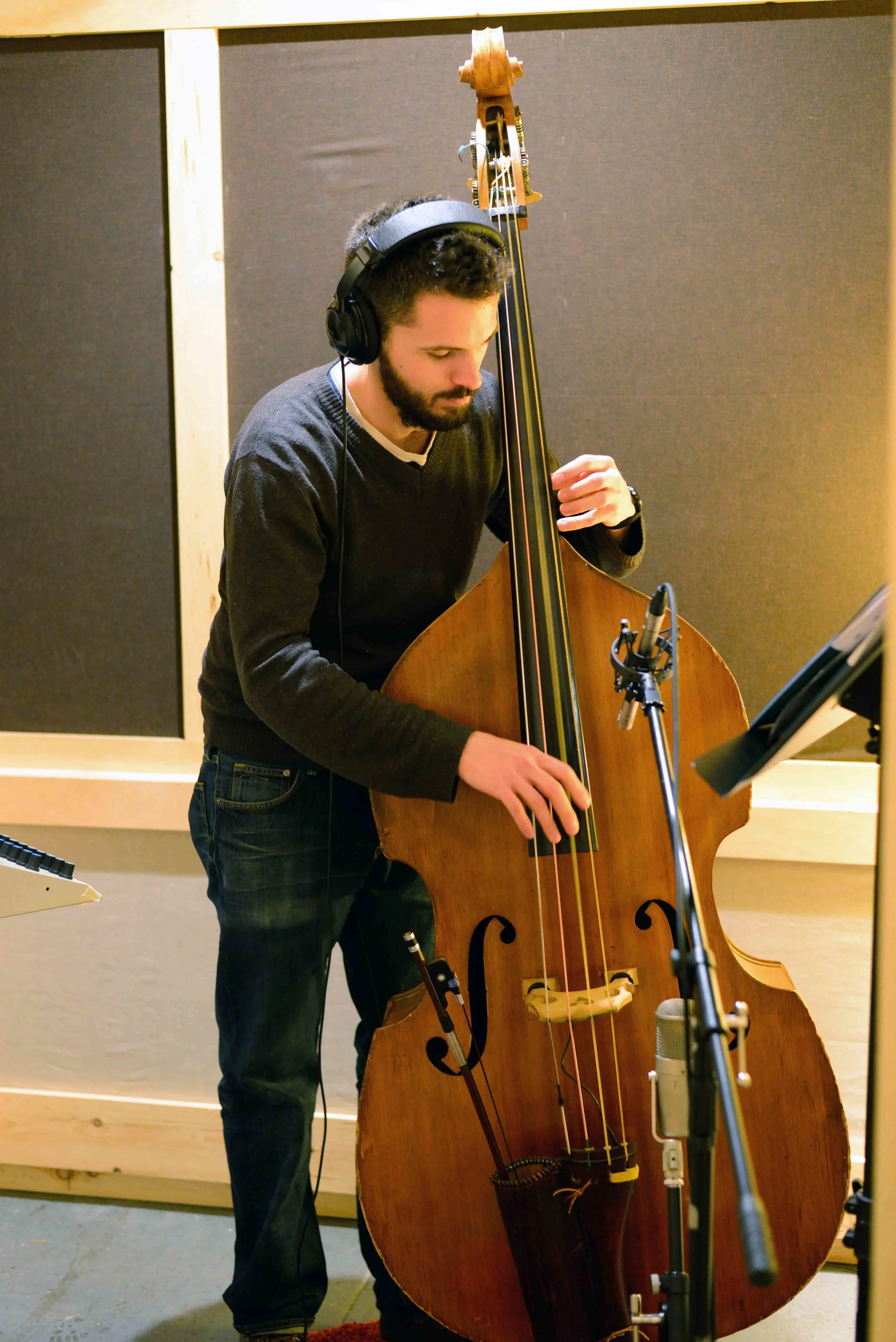  Phil Rowan, bass. David White Jazz Orchestra. The Chase. Mister Shepherd Records (MSR-10615). Recording session at The Bunker Studio, Brooklyn, NY. 2014. Photo by Joe Josephs.   