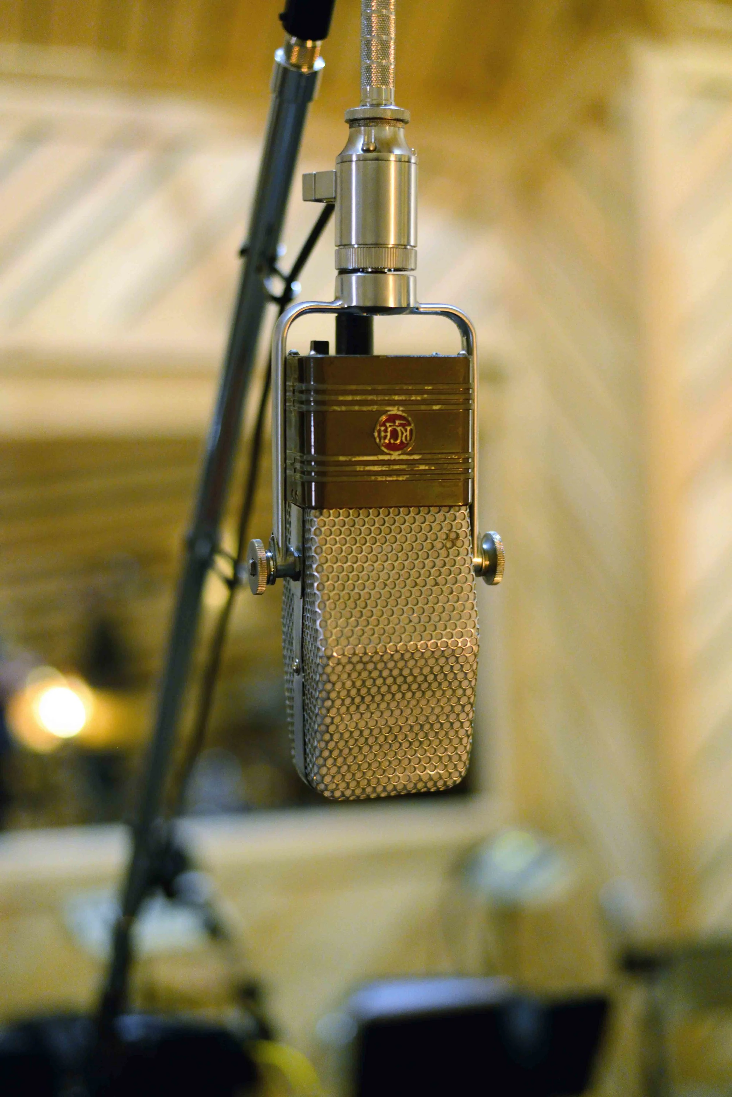  Recording microphone. David White Jazz Orchestra. The Chase. Mister Shepherd Records (MSR-10615). Recording session at The Bunker Studio, Brooklyn, NY. 2014. Photo by Joe Josephs.   