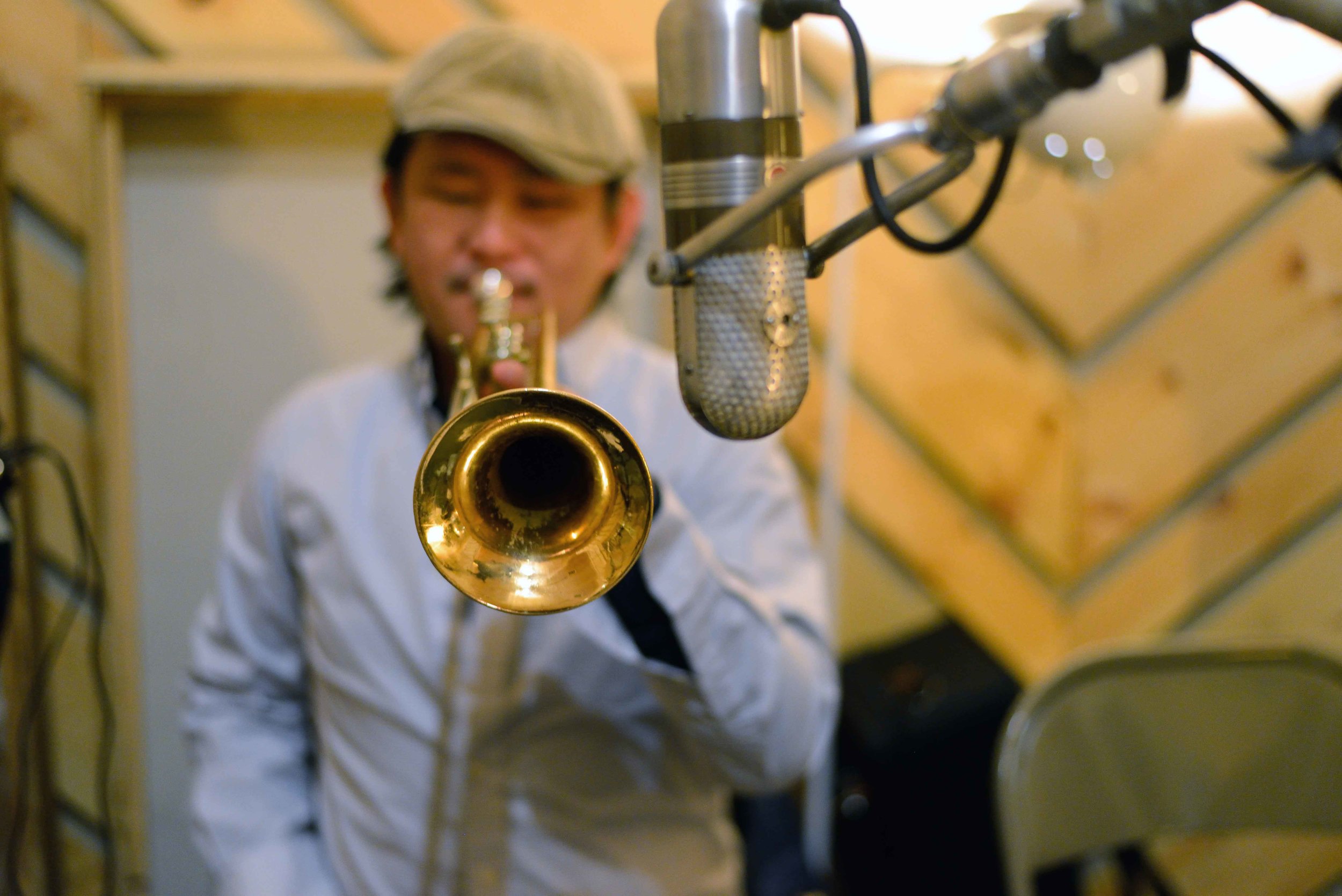  Miki Hirose, trumpet. David White Jazz Orchestra. The Chase. Mister Shepherd Records (MSR-10615). Recording session at The Bunker Studio, Brooklyn, NY. 2014. Photo by Joe Josephs.   
