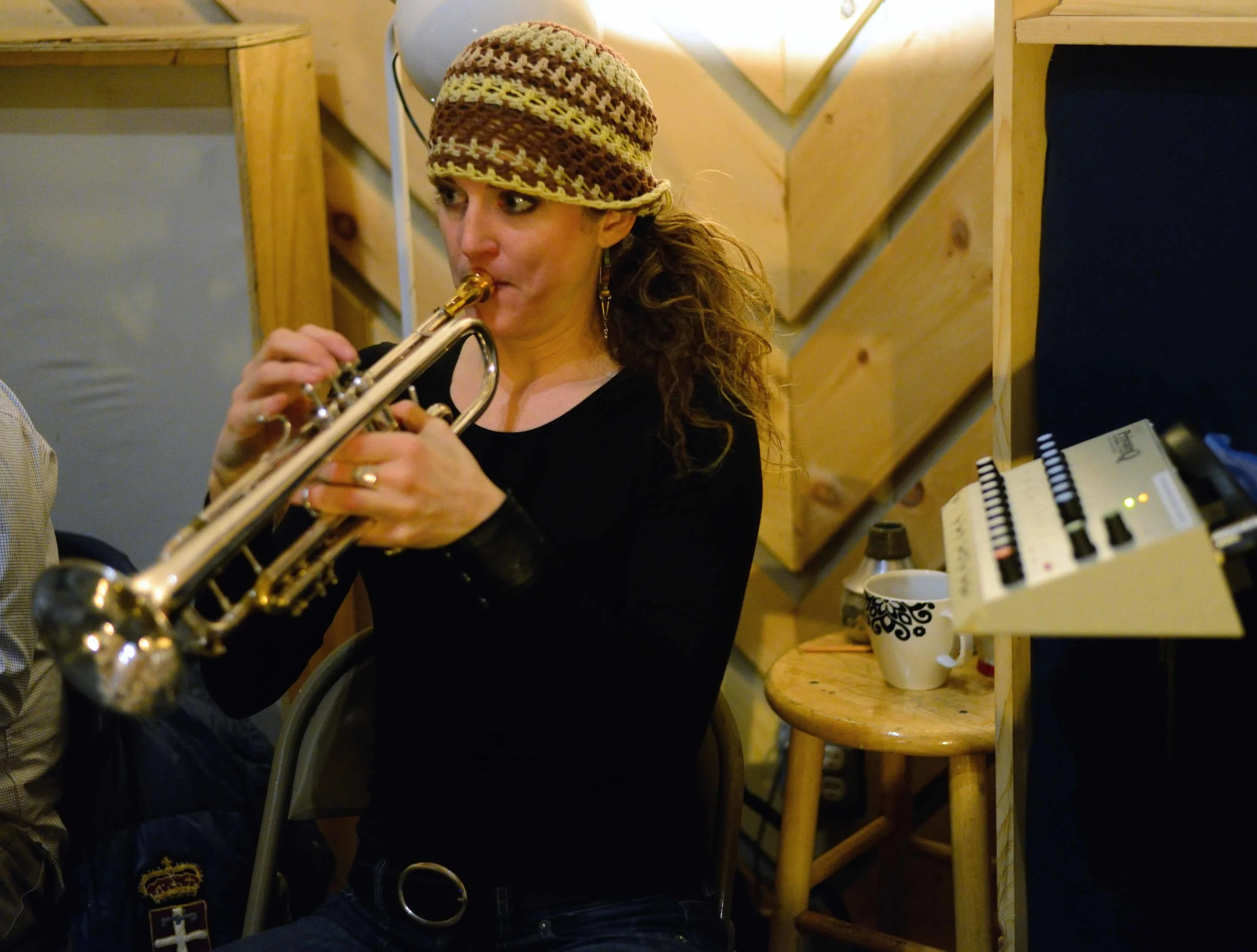  Alicia Rau, trumpet. David White Jazz Orchestra. The Chase. Mister Shepherd Records (MSR-10615). Recording session at The Bunker Studio, Brooklyn, NY. 2014. Photo by Joe Josephs.   