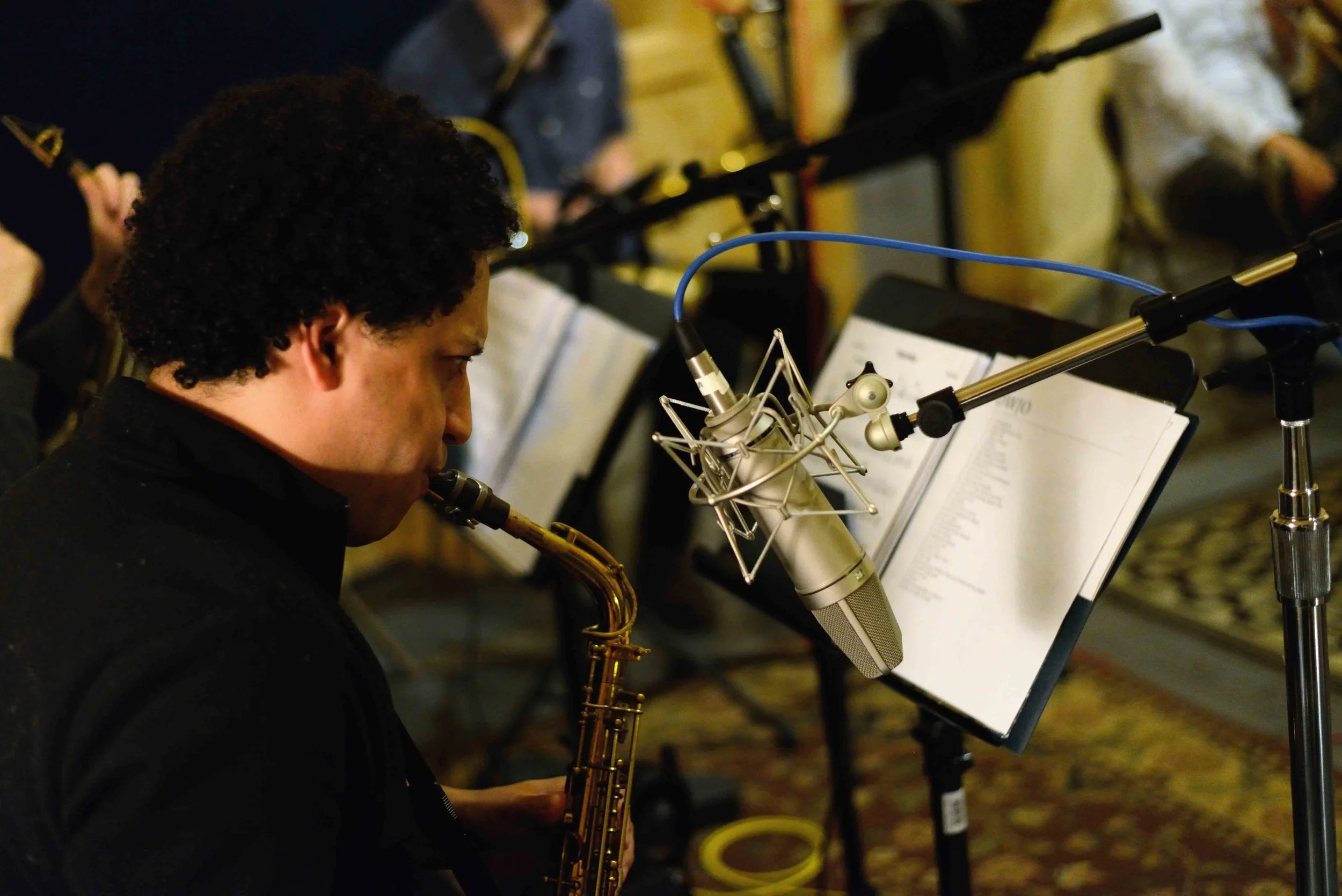 Omar Daniels, alto saxophone. David White Jazz Orchestra. The Chase. Mister Shepherd Records (MSR-10615). Recording session at The Bunker Studio, Brooklyn, NY. 2014. Photo by Joe Josephs.   