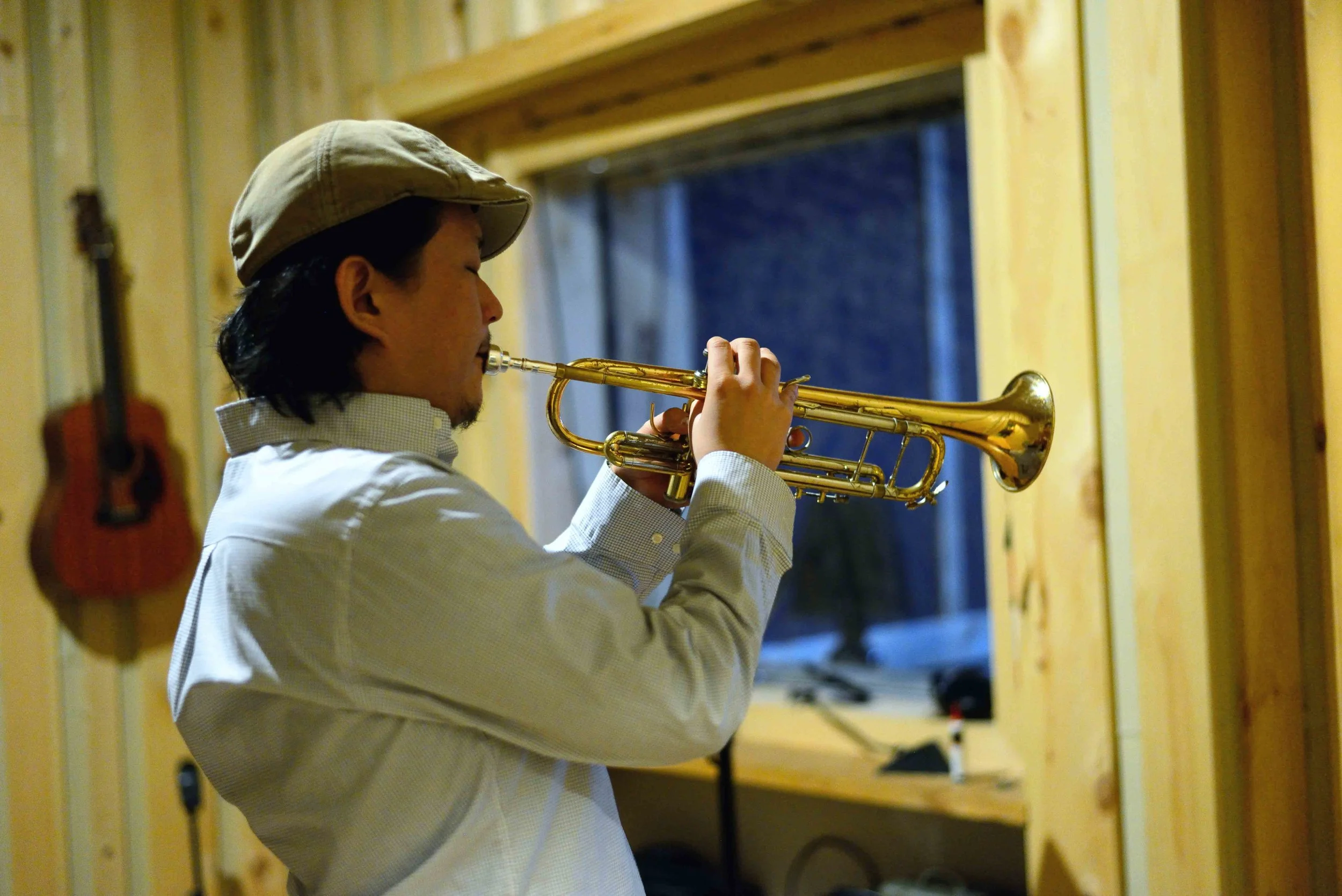  Miki Hirose, trumpet. David White Jazz Orchestra. The Chase. Mister Shepherd Records (MSR-10615). Recording session at The Bunker Studio, Brooklyn, NY. 2014. Photo by Joe Josephs.   
