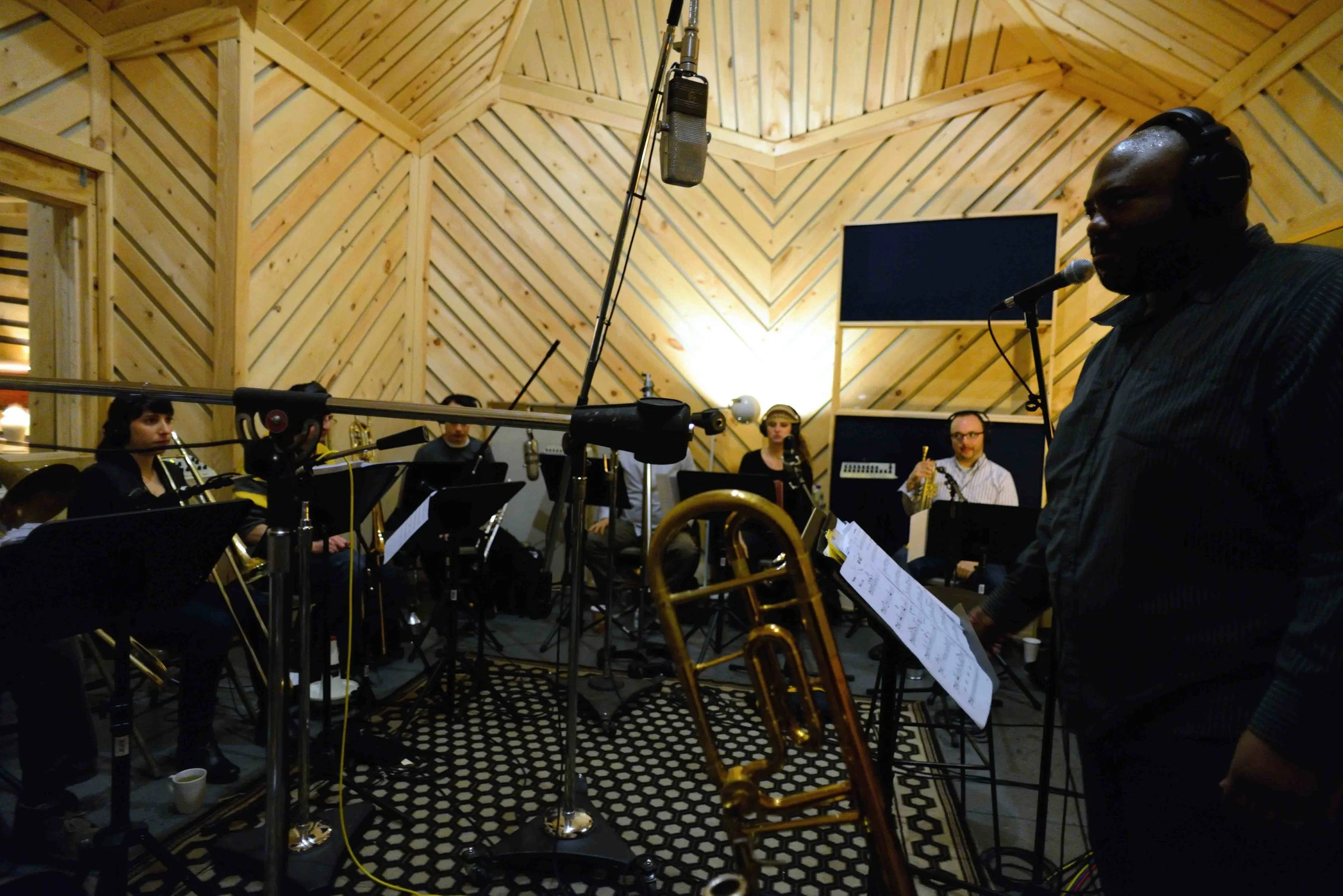  Dan Reitz, trombone, Rick Parker, trombone, Alaina Alster, trombone, Robert Stattel, bass trombone, Colin Brigstocke, trumpet, Miki Hirose, trumpet, Alicia Rau, trumpet, Pablo Masis, trumpet. David White, Music Director. David White Jazz Orchestra. 