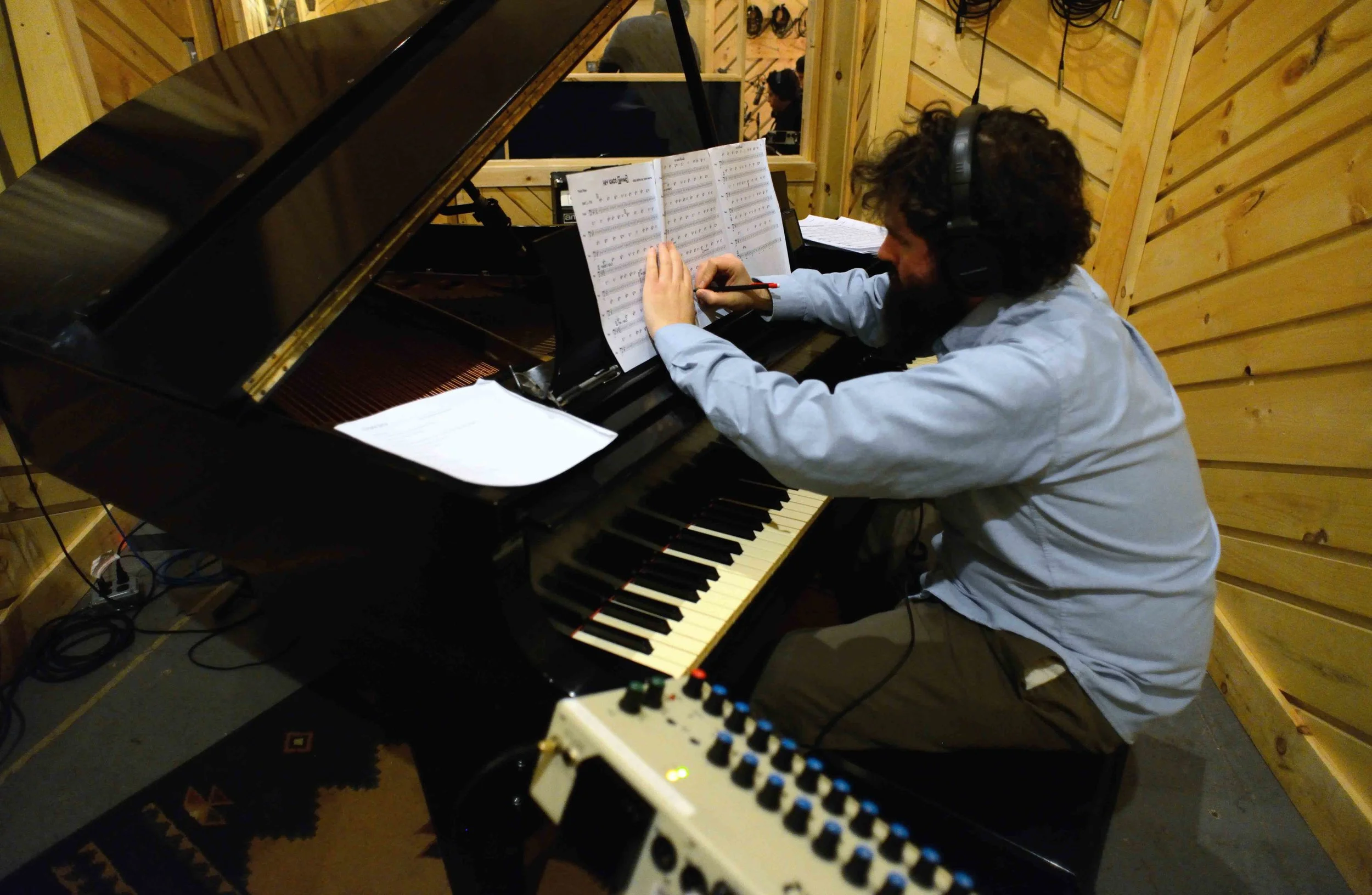  Nick Consol, piano. David White Jazz Orchestra. The Chase. Mister Shepherd Records (MSR-10615). Recording session at The Bunker Studio, Brooklyn, NY. 2014. Photo by Joe Josephs.   