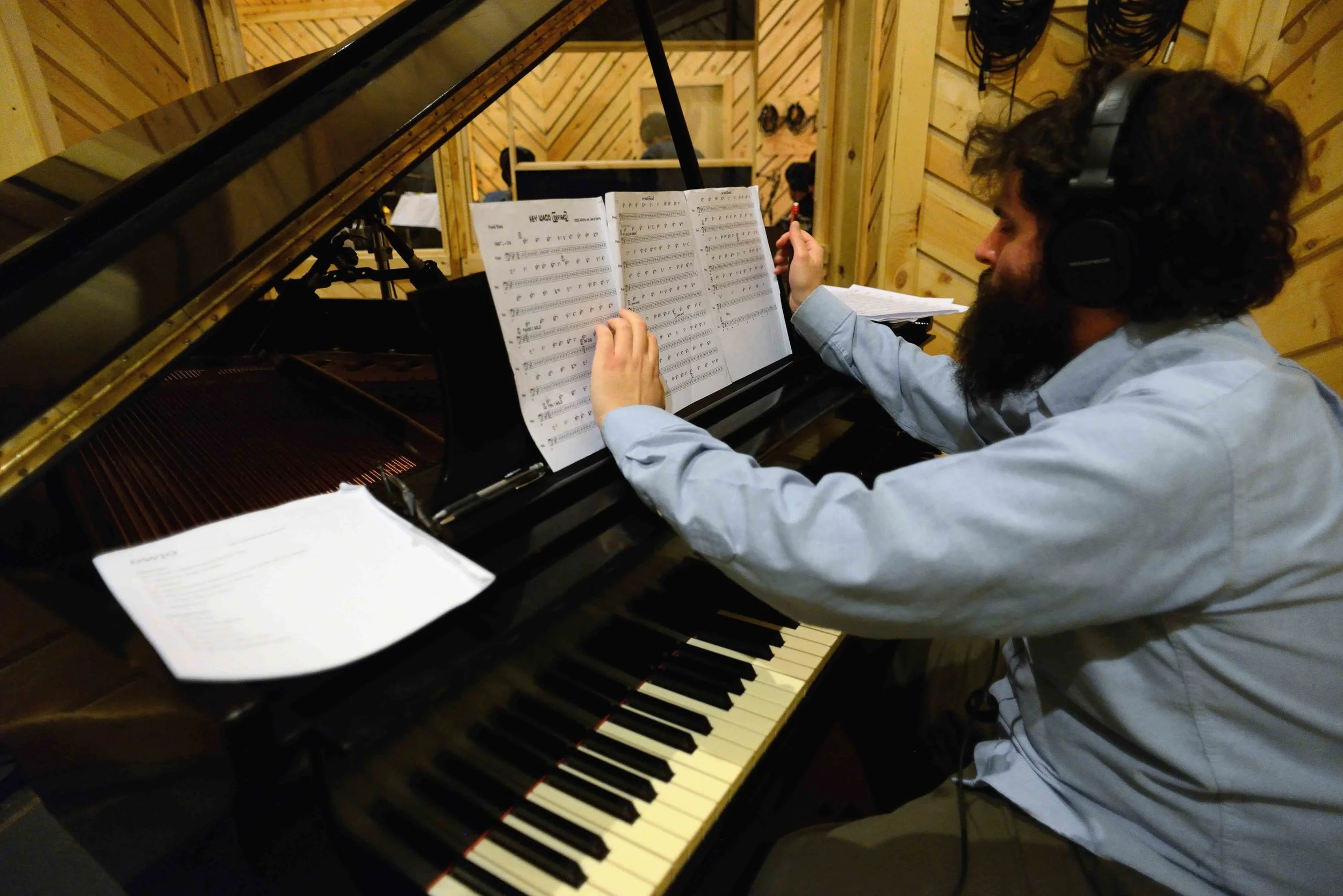  Nick Consol, piano. David White Jazz Orchestra. The Chase. Mister Shepherd Records (MSR-10615). Recording session at The Bunker Studio, Brooklyn, NY. 2014. Photo by Joe Josephs.   