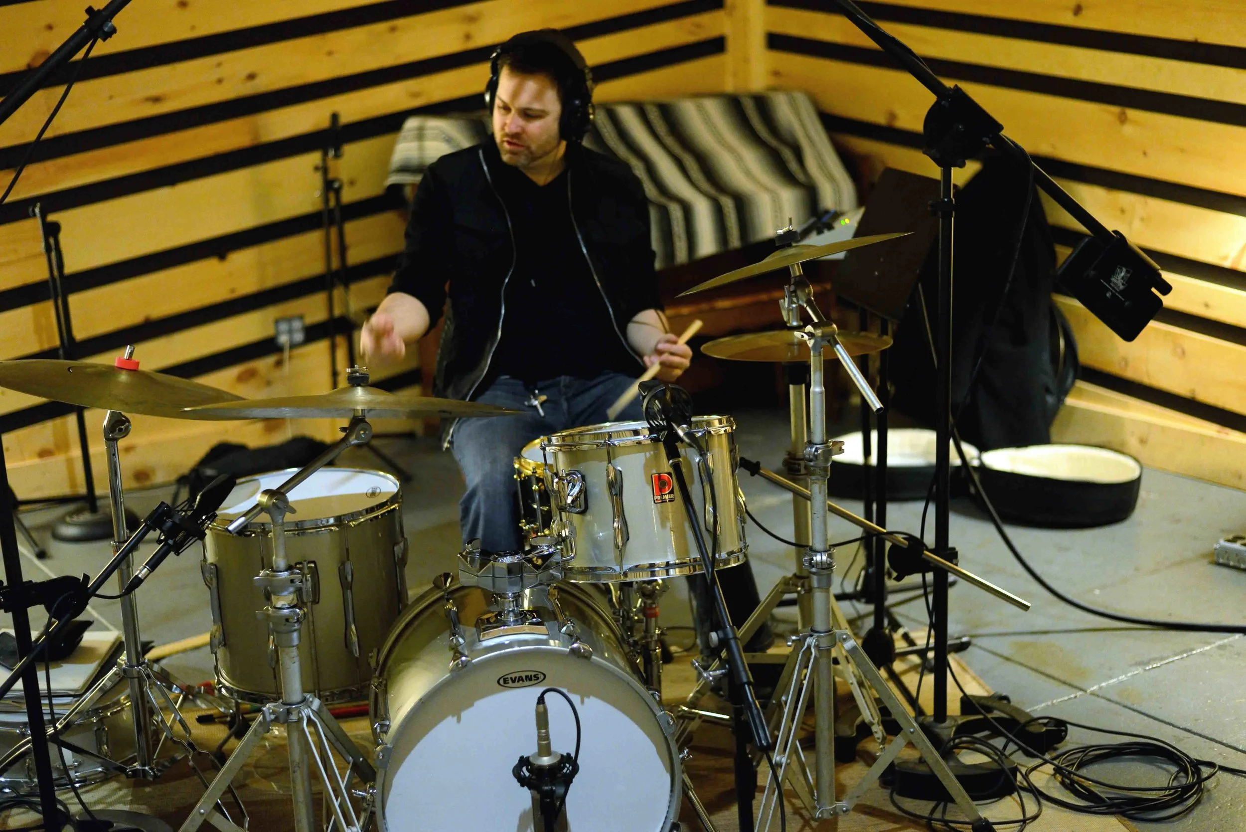  Ryan Cavan, drums. David White Jazz Orchestra. The Chase. Mister Shepherd Records (MSR-10615). Recording session at The Bunker Studio, Brooklyn, NY. 2014. Photo by Joe Josephs.   