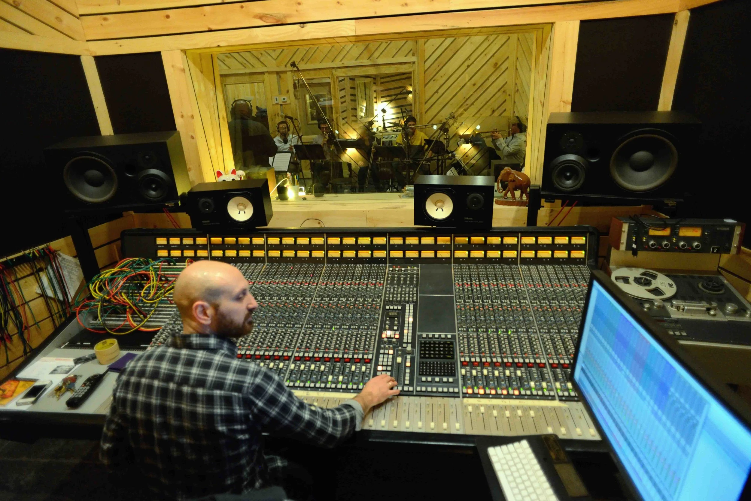  Aaron Nevezie, recording engineer. David White Jazz Orchestra. The Chase. Mister Shepherd Records (MSR-10615). Recording session at The Bunker Studio, Brooklyn, NY. 2014. Photo by Joe Josephs.   