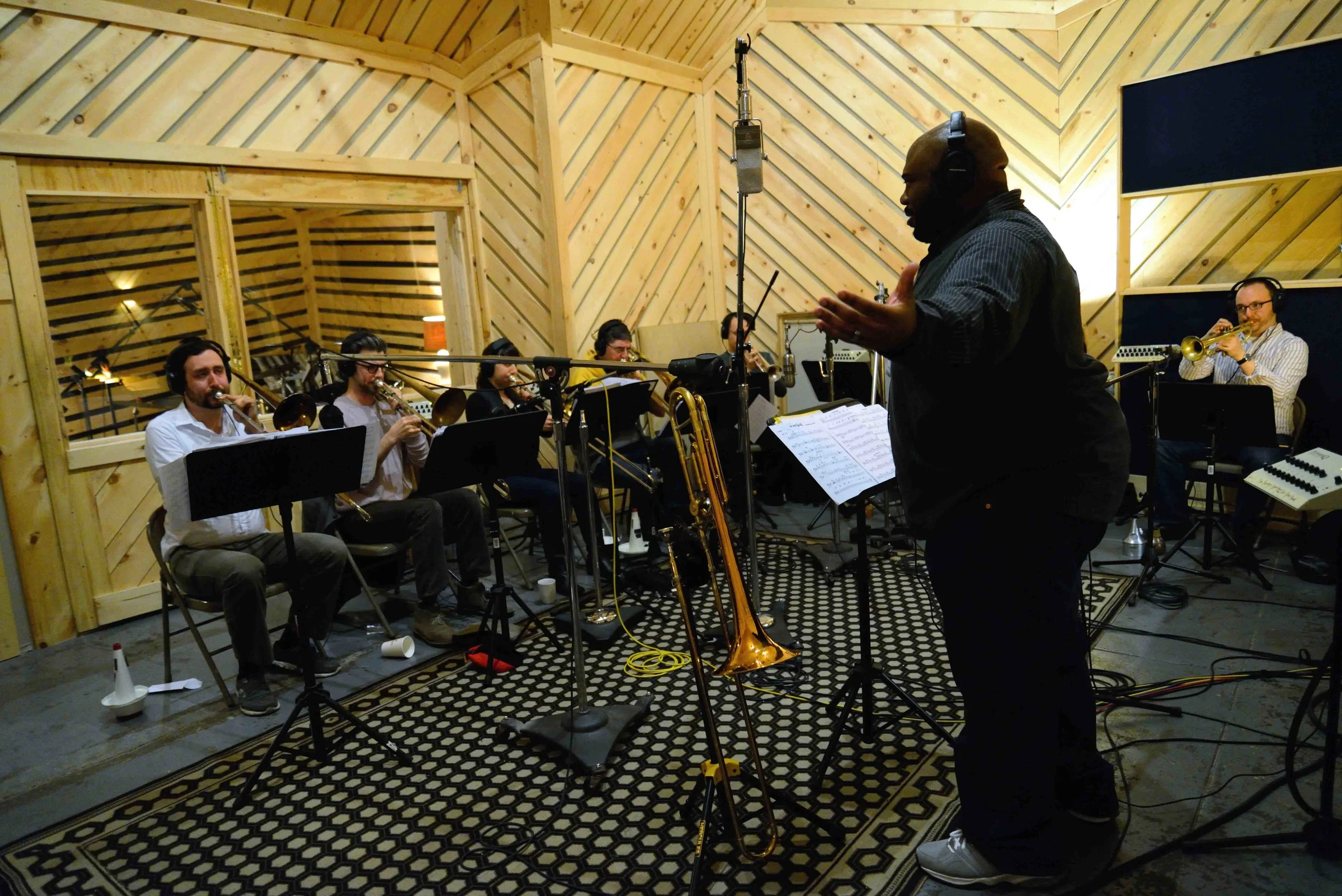  Ryan Cavan, drums. Dan Reitz, trombone, Rick Parker, trombone, Alaina Alster, trombone, Robert Stattel, bass trombone, Colin Brigstocke, trumpet, Alicia Rau, trumpet, Pablo Masis, trumpet. David White, Music Director. David White Jazz Orchestra. The