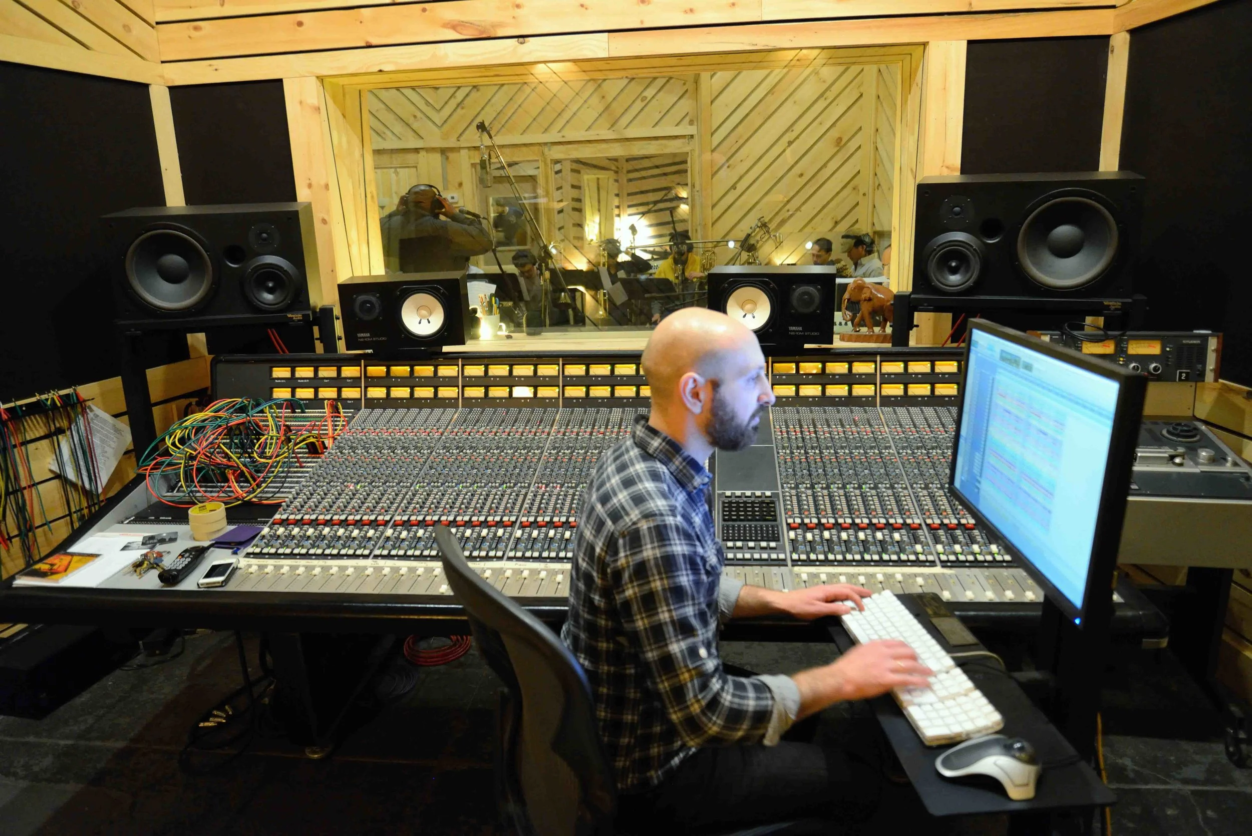  Aaron Nevezie, recording engineer. David White Jazz Orchestra. The Chase. Mister Shepherd Records (MSR-10615). Recording session at The Bunker Studio, Brooklyn, NY. 2014. Photo by Joe Josephs.   