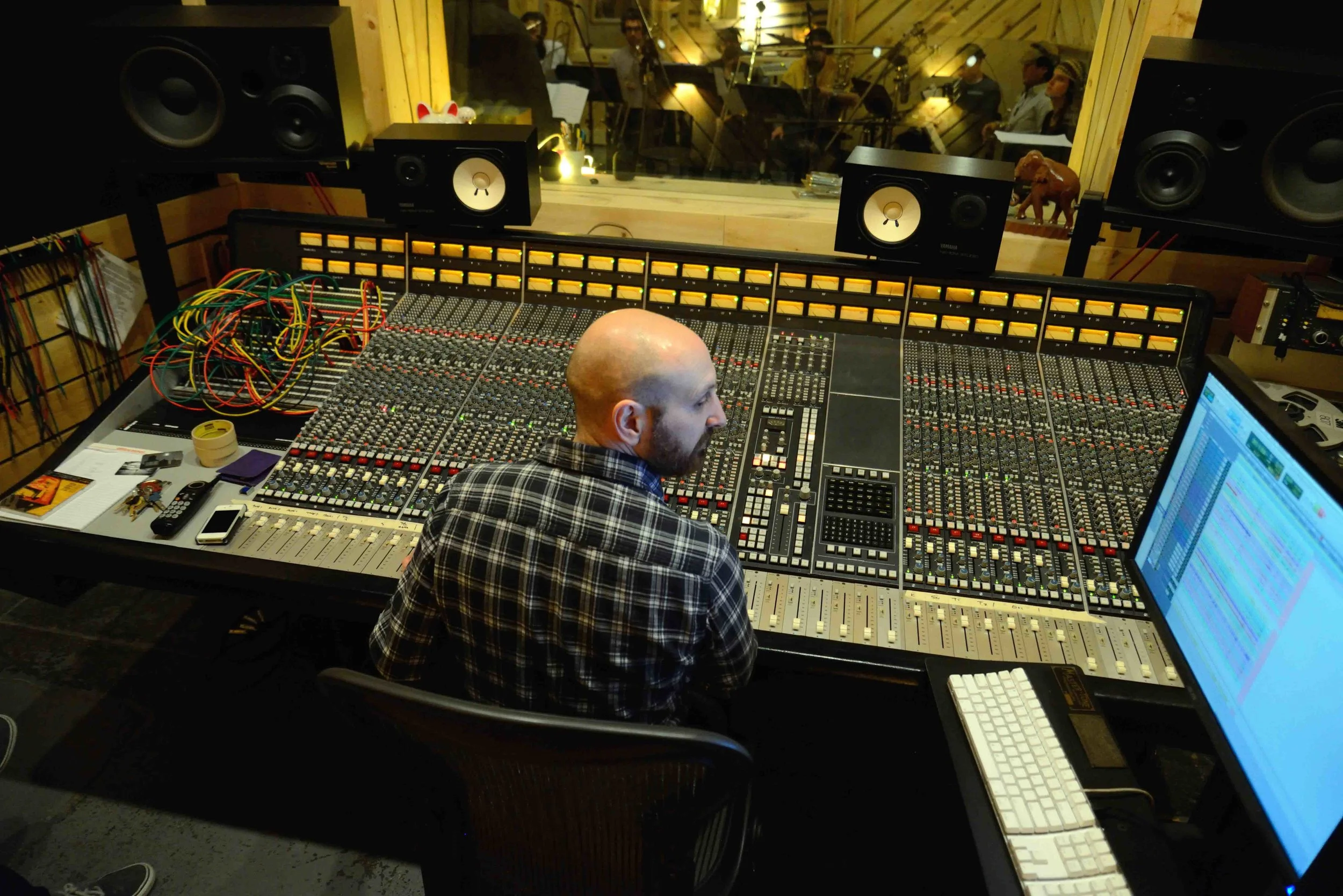  Aaron Nevezie, recording engineer. David White Jazz Orchestra. The Chase. Mister Shepherd Records (MSR-10615). Recording session at The Bunker Studio, Brooklyn, NY. 2014. Photo by Joe Josephs.   