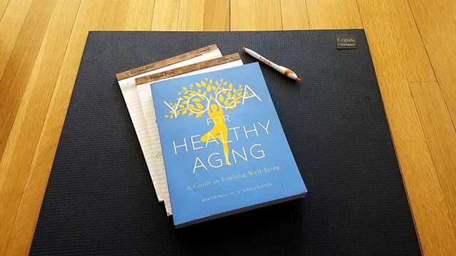 Halfway through my second legal pad and third pen as we dig into the last full day of Yoga for Healthy Aging with @baxterbellyoga and @melinameza108.  Fantastic (and creative!) dynamic morning practice to move lymph through the body to support good i