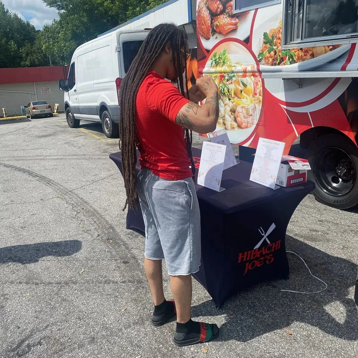 An actual picture of me minding my business supporting a local food business @hibachijoeward waiting on my breakfast thinking most the world is still sleep 

However that isn't the case as random people snap pictures of me and proceed to tell me they