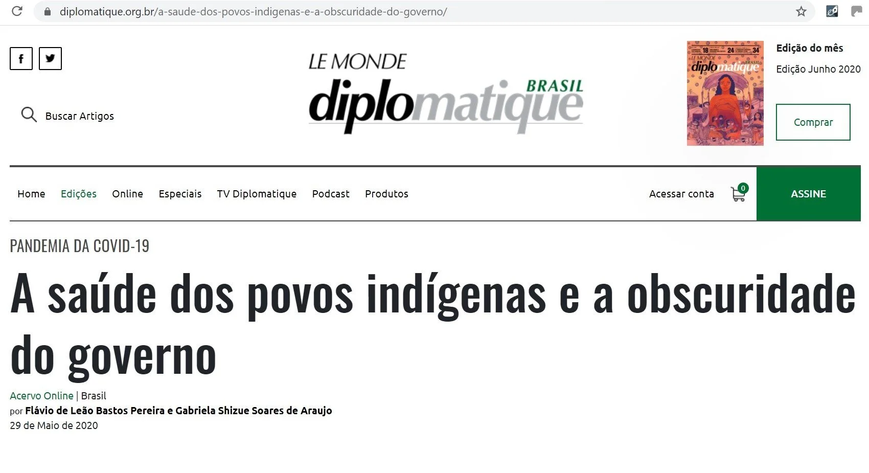 A saúde dos povos indígenas e a obscuridade do governo