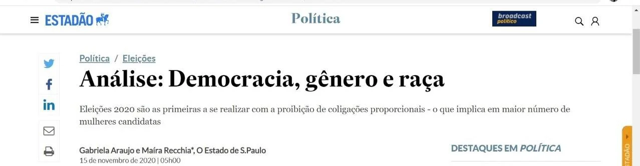Democracia, Gênero e Raça