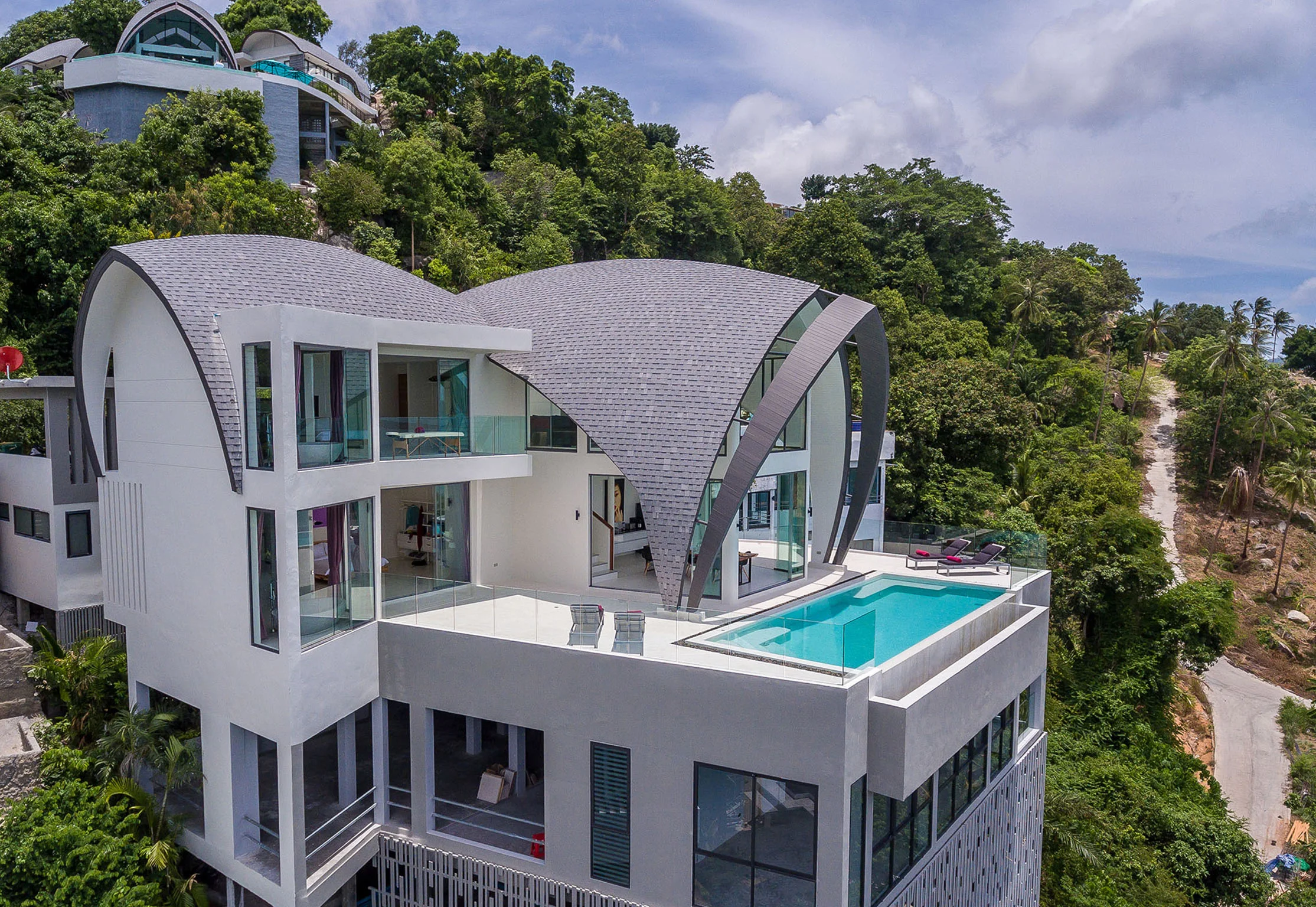 Side view of the villa