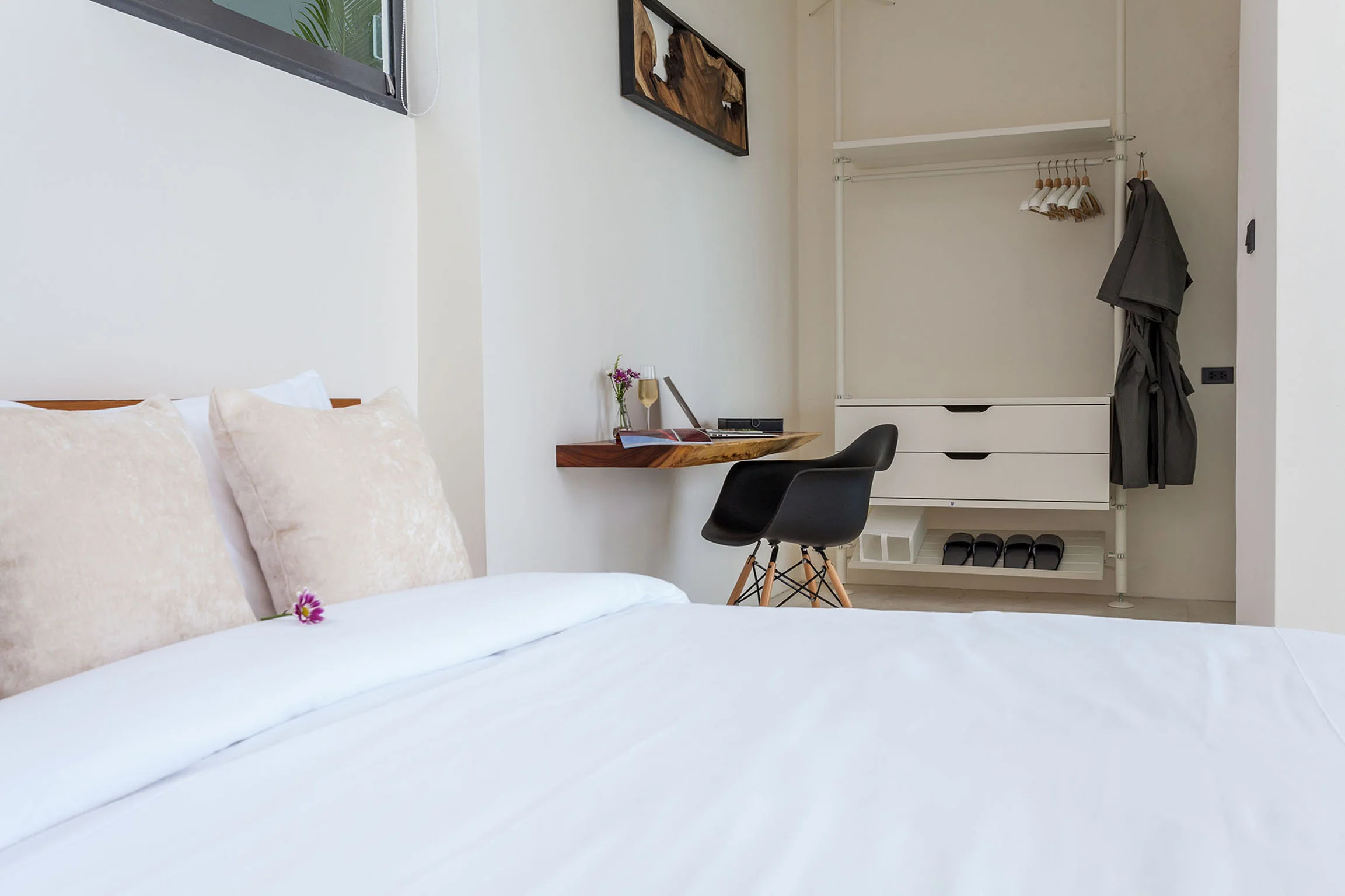 Bedroom with wooden desk