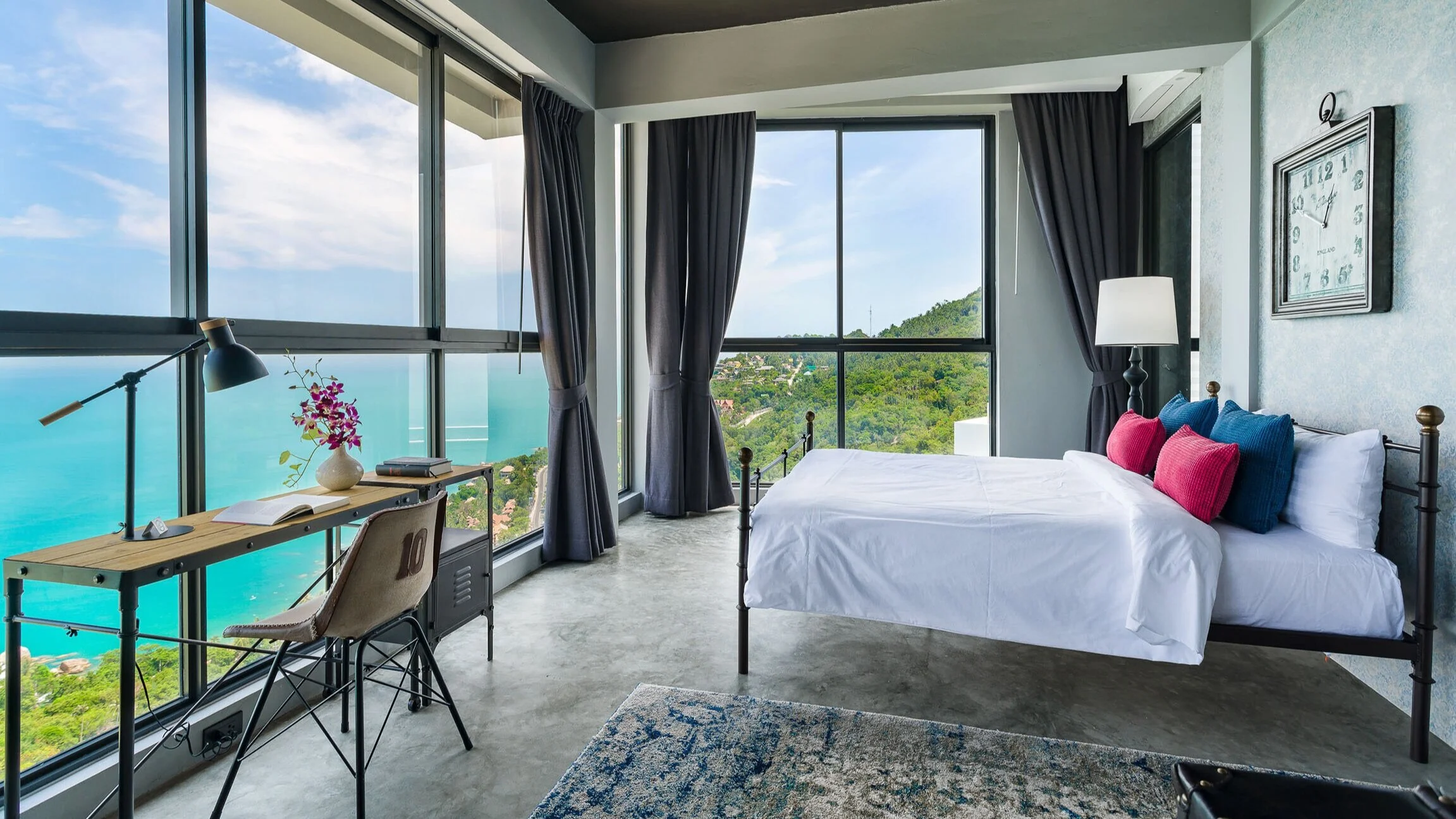 Bedroom with wooden desk
