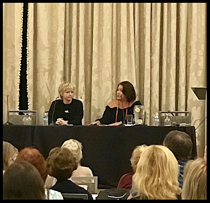 Karin Slaughter being interviewed by Alafair Burke at Bouchercon 2018.jpg