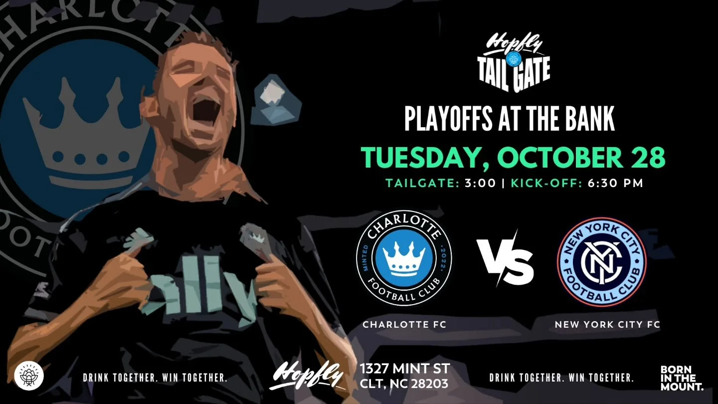 Let's make some plans together for next week. Tuesday, October 28th, is gonna be ROCKING here in Charlotte, and we've got plenty going on.

⏰️ OPENING EARLY AT 3 PM
With our hometown @charlottefc making the playoffs with a record season, we get to ho