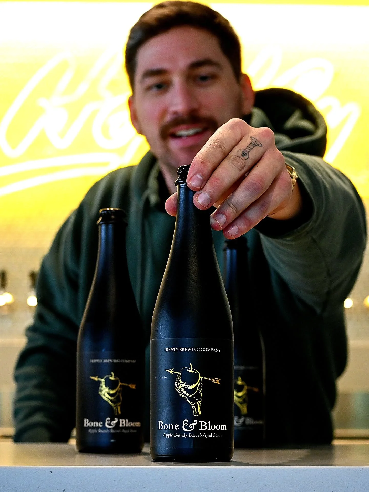 How about a little late night surprise post? Releasing Saturday, October 25th at 11 AM.
🦴🌸 BONE + BLOOM 🌸🦴
Apple Brandy Barrel Aged Stout - 13.5% ABV
This imperial stout is aged 32 months in apple brandy barrels and made with no adjuncts. It is