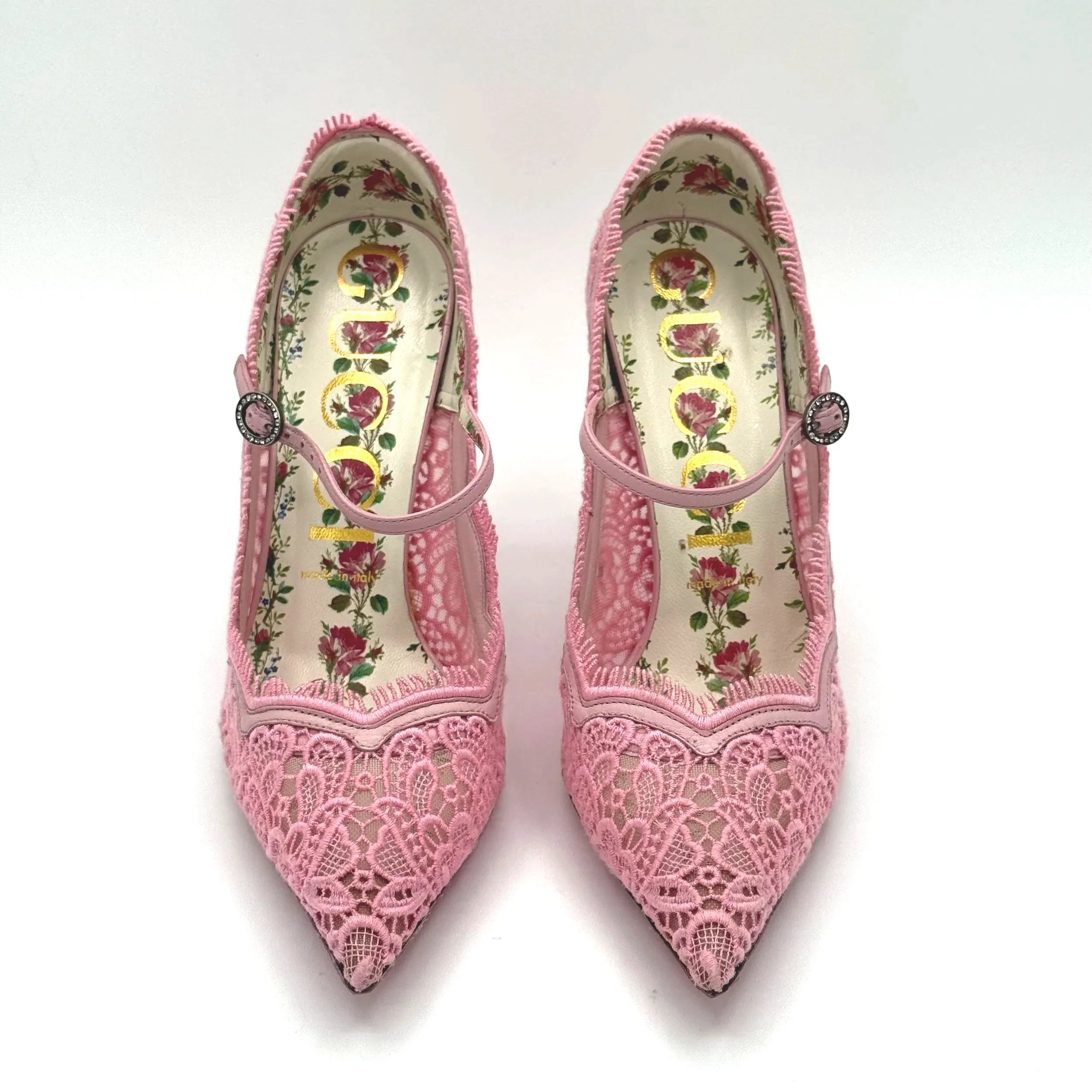 Gucci Pink Lace Heels, Size 39