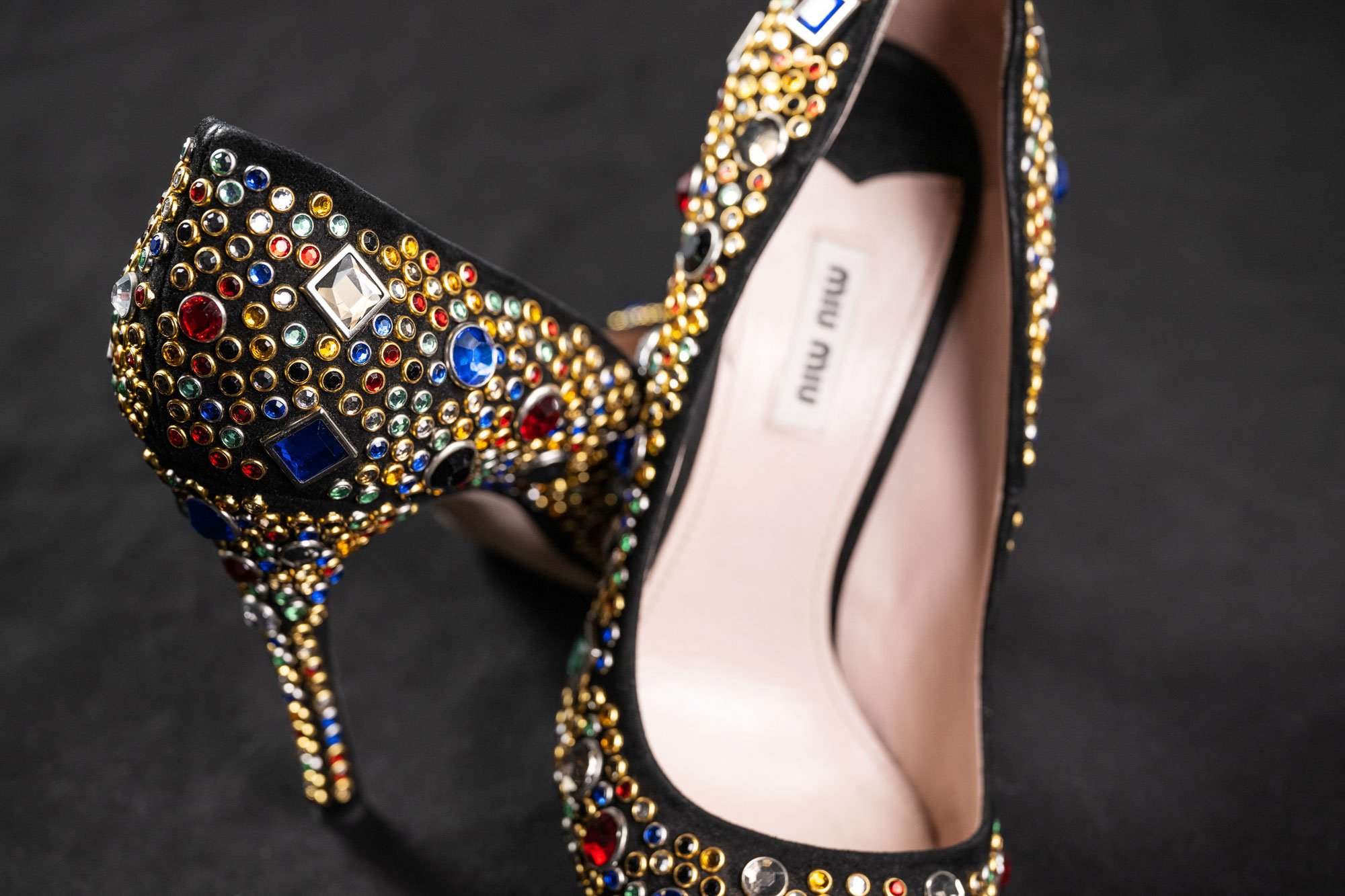 Authentic consignment Miu Miu jeweled heels