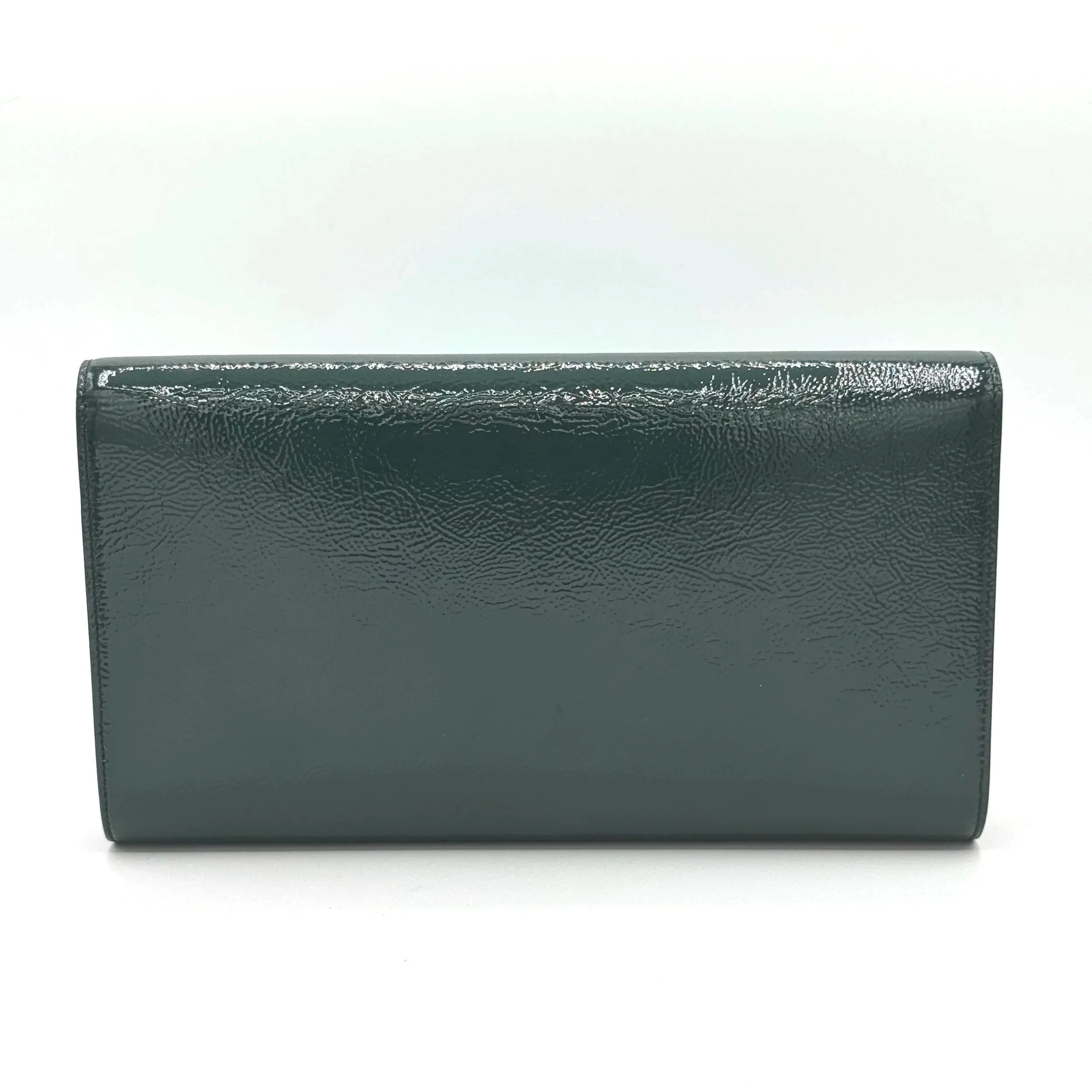 Yves Saint Laurent Emerald Green Patent Leather Clutch Bag