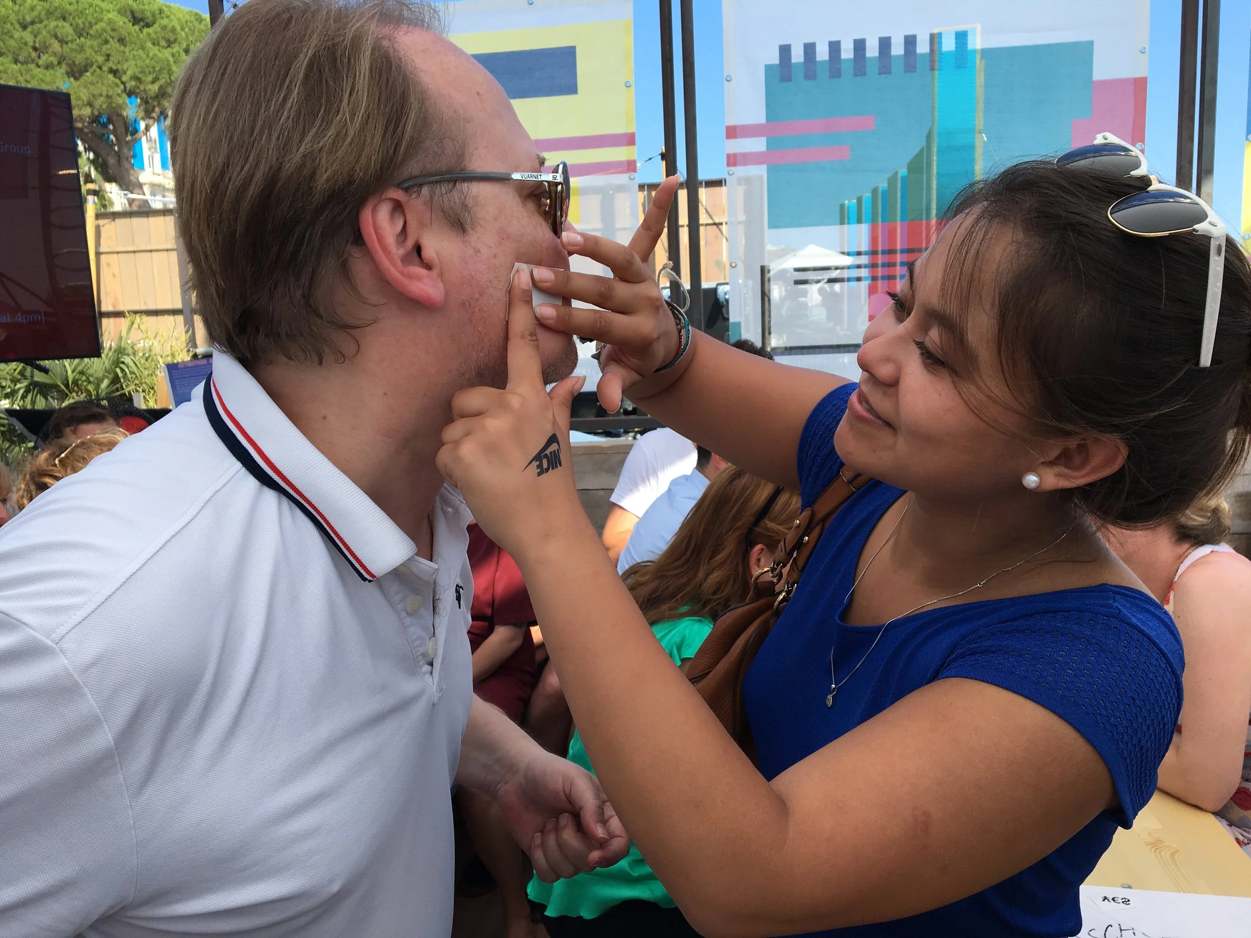 Tattoos were fun: Charlotte Mindus giving Christopher Mindus tatoo "Talk nerdy to me" (TNW on the other cheek)