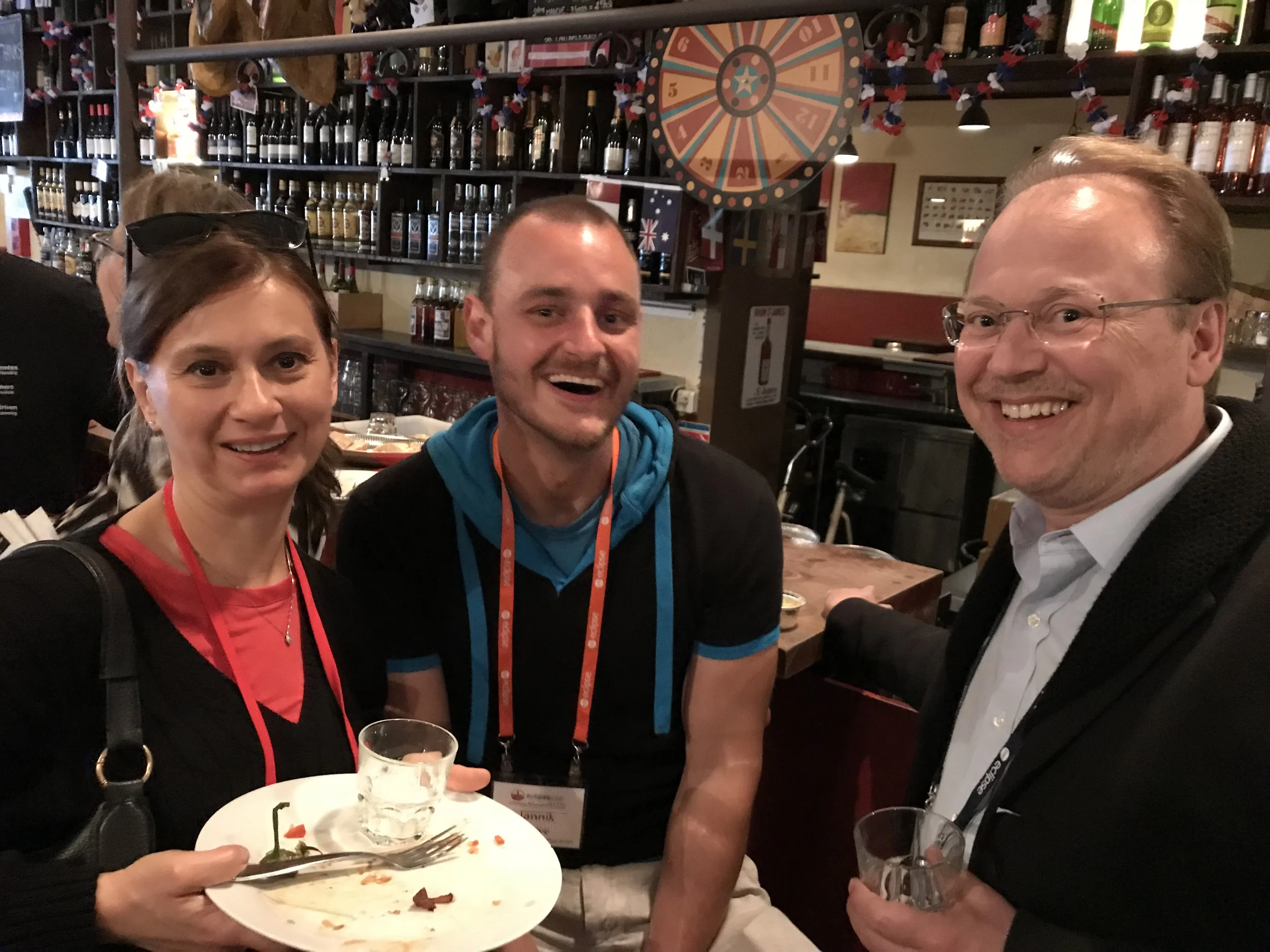 EclipseCon's Tanja Obradovic and Jannik Berve with Christopher Mindus