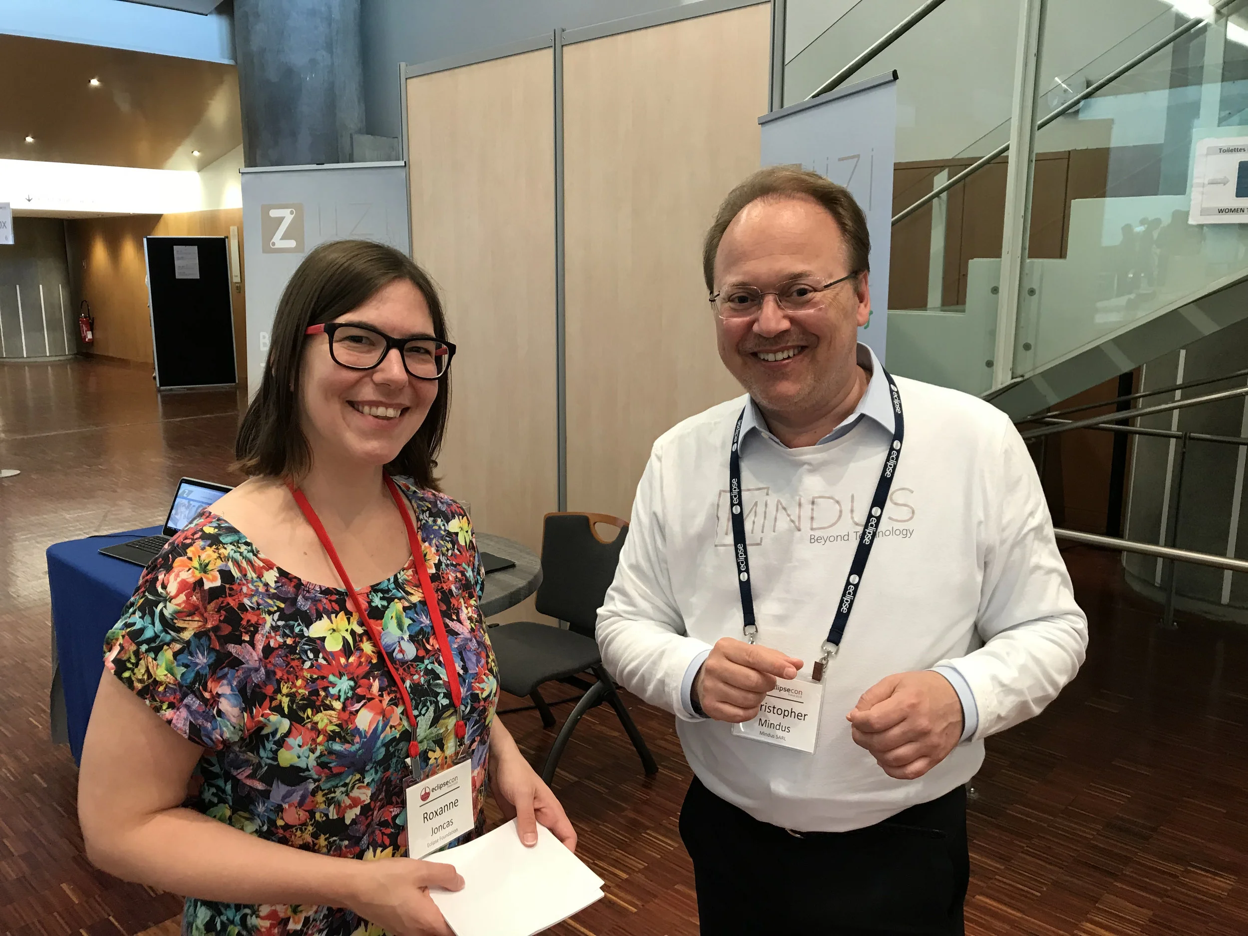 EclipseCon's Roxanne Joncas with Christopher Mindus