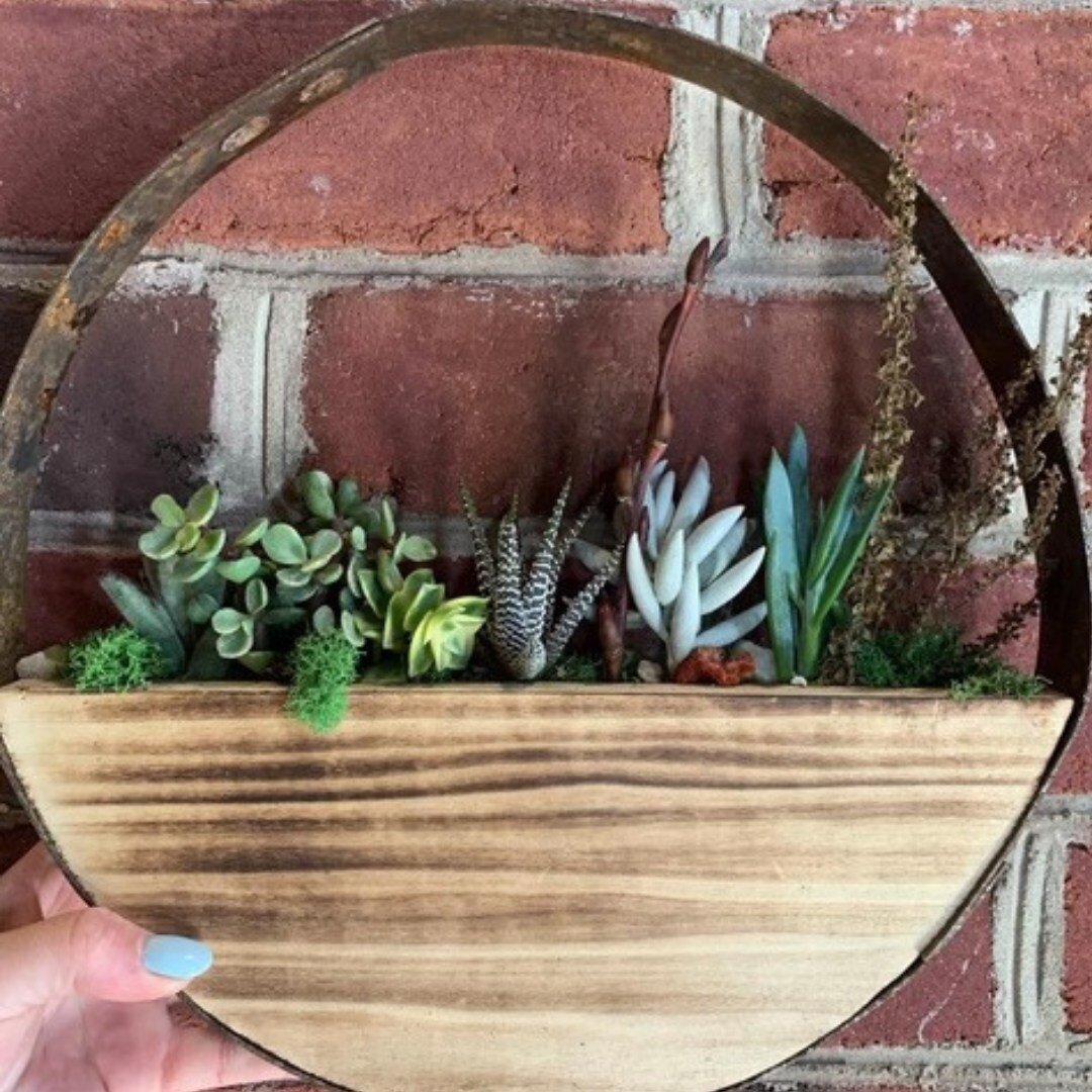 Are succulents, dried florals and rustic home design some of your favorite things? Then you&rsquo;ll want to join us on Sunday April 24th from 2pm to 3pm for @terrarium_therapy&rsquo;s Whiskey Barrel Wall Hanger Workshop. Enjoy hand-crafted cocktails