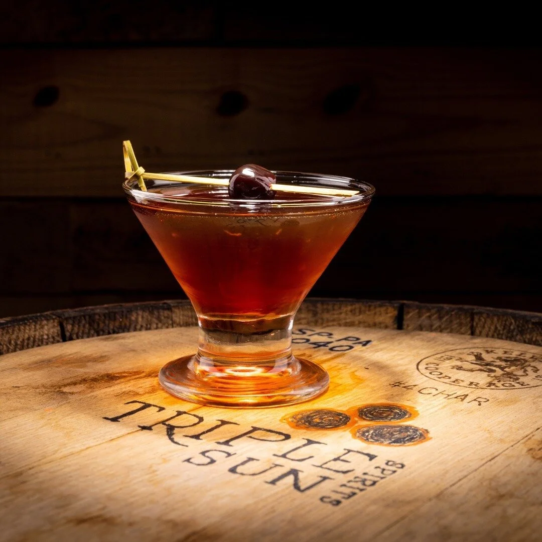 Nothing happening here 👀, just us drooling over a Manhattan dreaming about the newest release of our Pennsylvania Straight Bourbon. We&rsquo;re so excited to share it with you&hellip;Available this Thursday, September 1st!

#triplesunspirits #triple