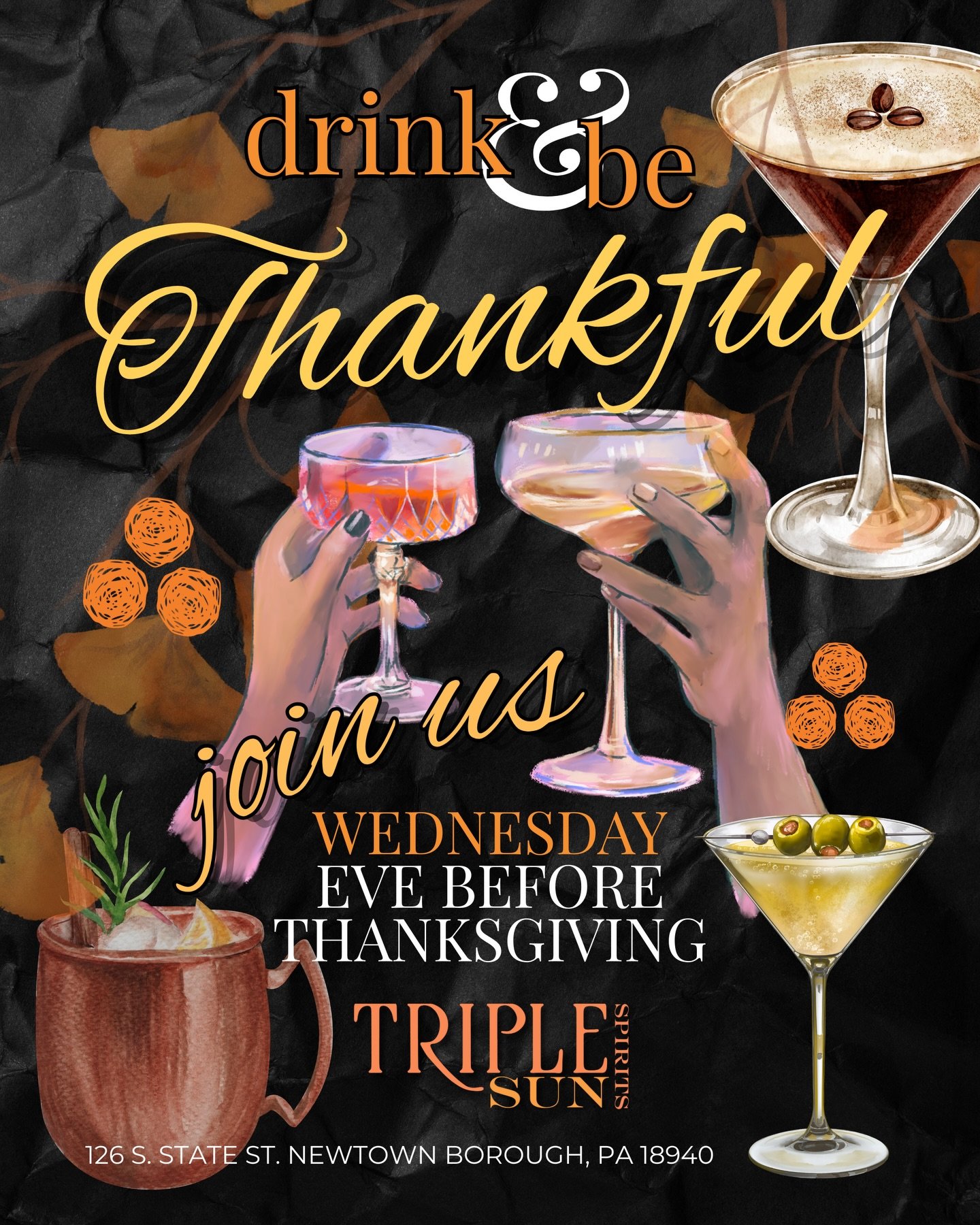 Looking for something to do in Newtown the night before Thanksgiving? Perhaps something walkable in the borough with light bites and delicious seasonal cocktails? We&rsquo;ve got you! Join us for your Thanksgiving Eve festivities 🦃 🥃 (yes, we have 