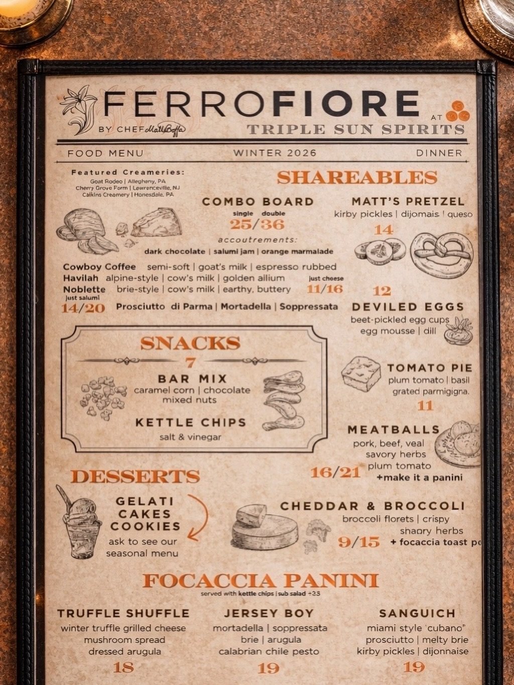 Chef-in-Residence @mattboffa&rsquo;s new Winter seasonal menu exclusively at our Newtown Tasting Room 🍽️ Kitchen is always open when our doors are 🍸❄️