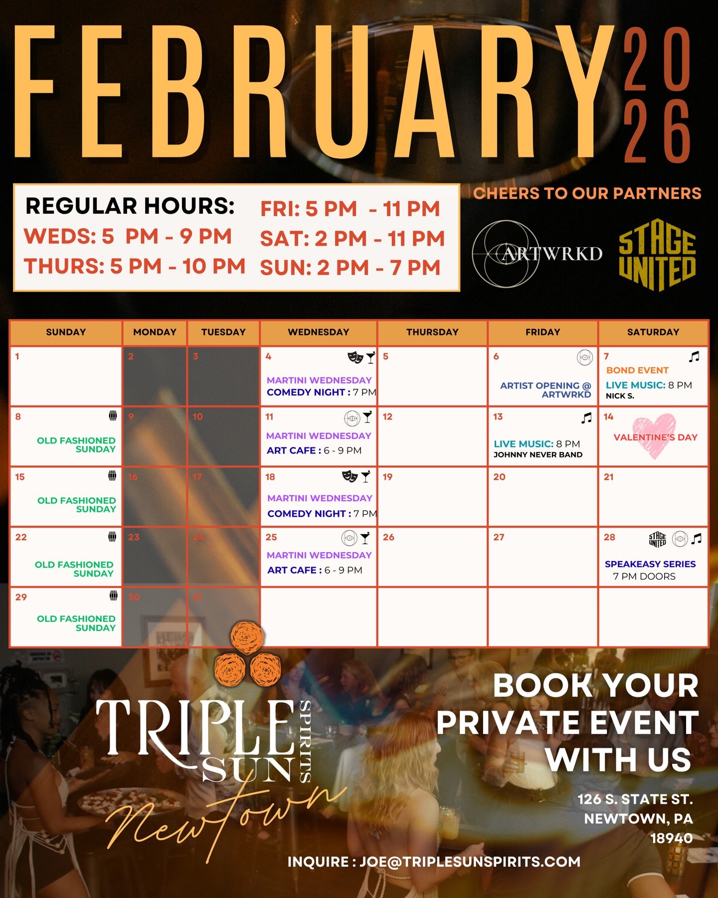 FEBRUARY Happenings at the Newtown Tasting Room 🥃 When will we see you?