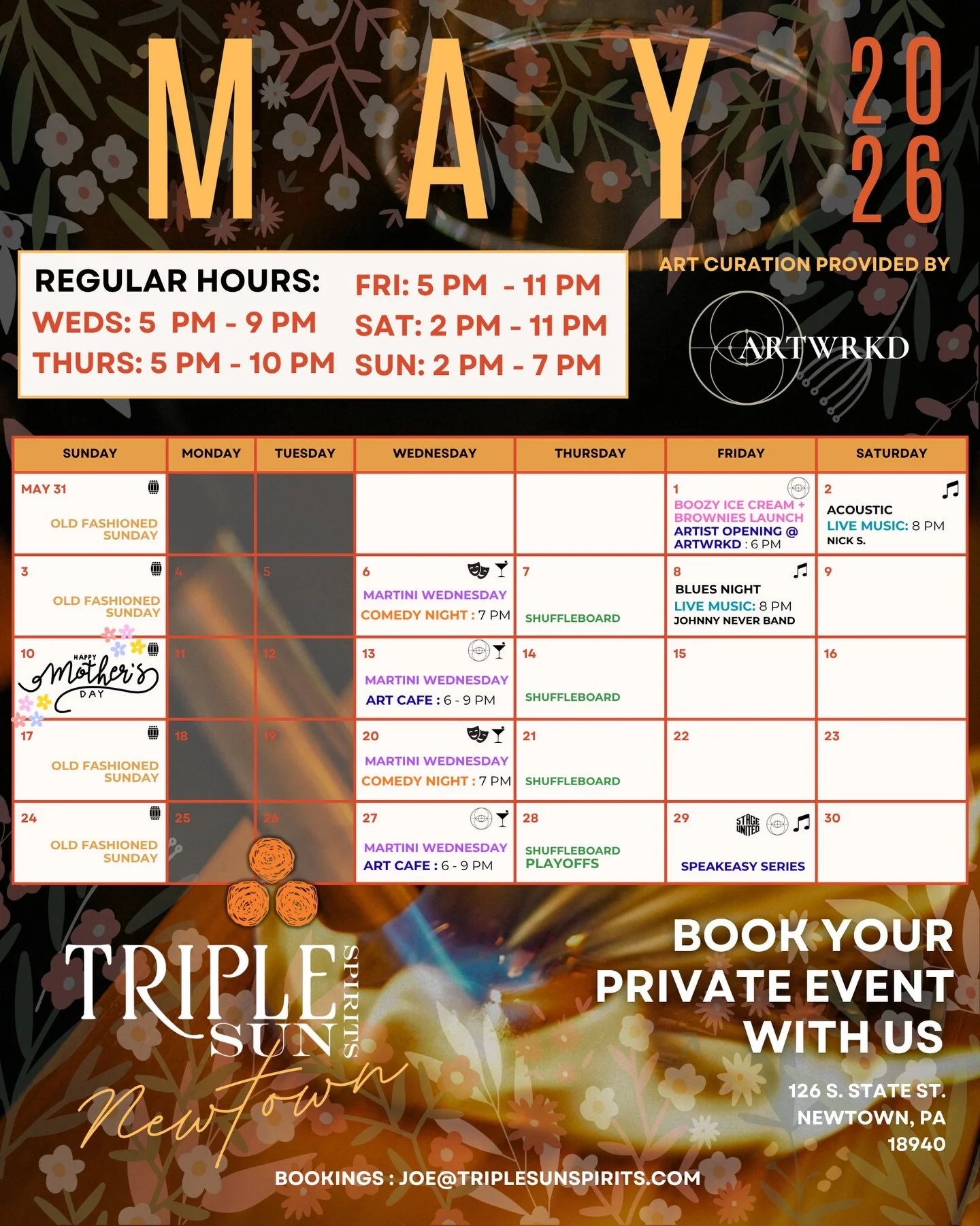 MAY HAPPENINGS 🌸🥃 at the Tasting Room
🔎 Zoom in for a closer look