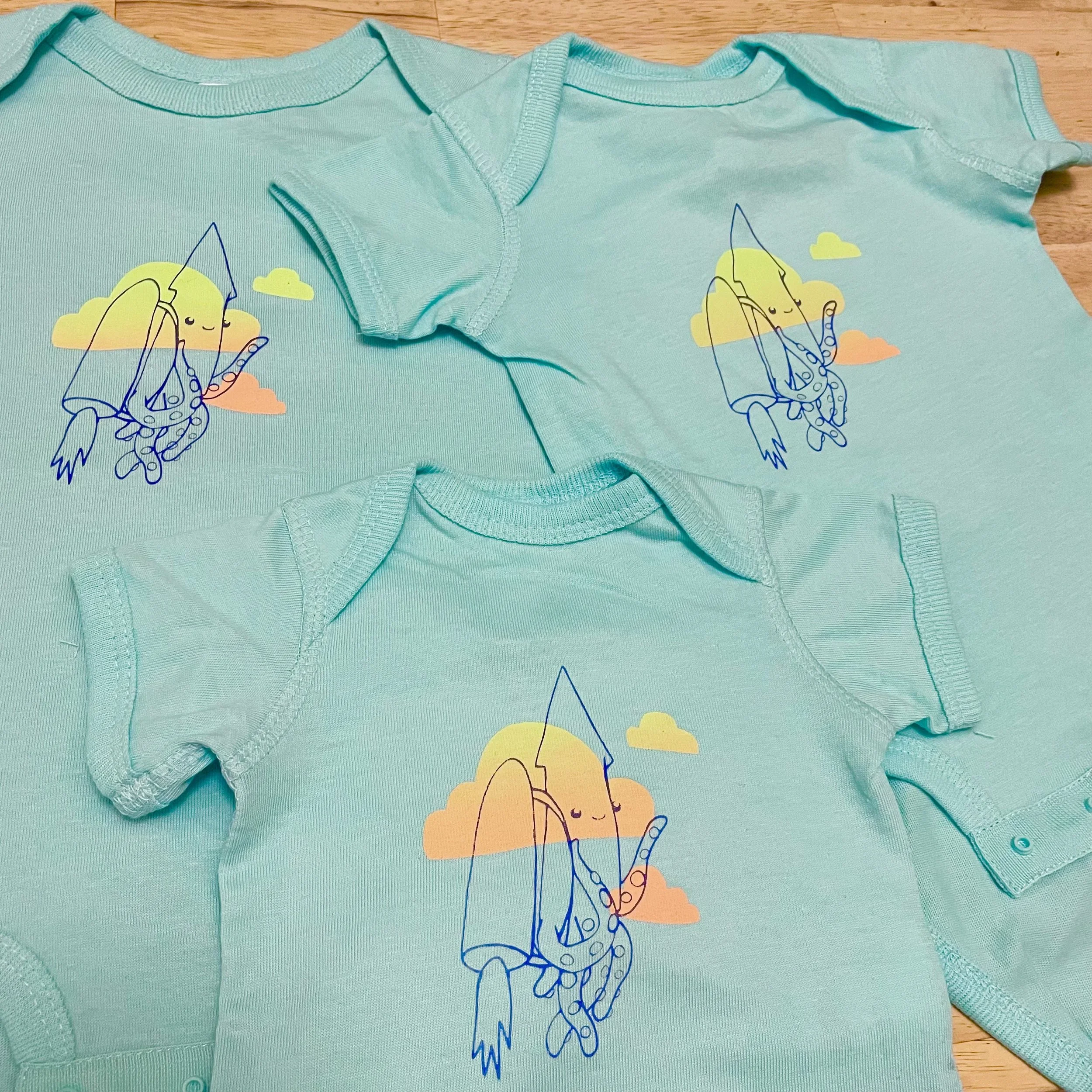 Squid with a Jetpack Baby Onesie