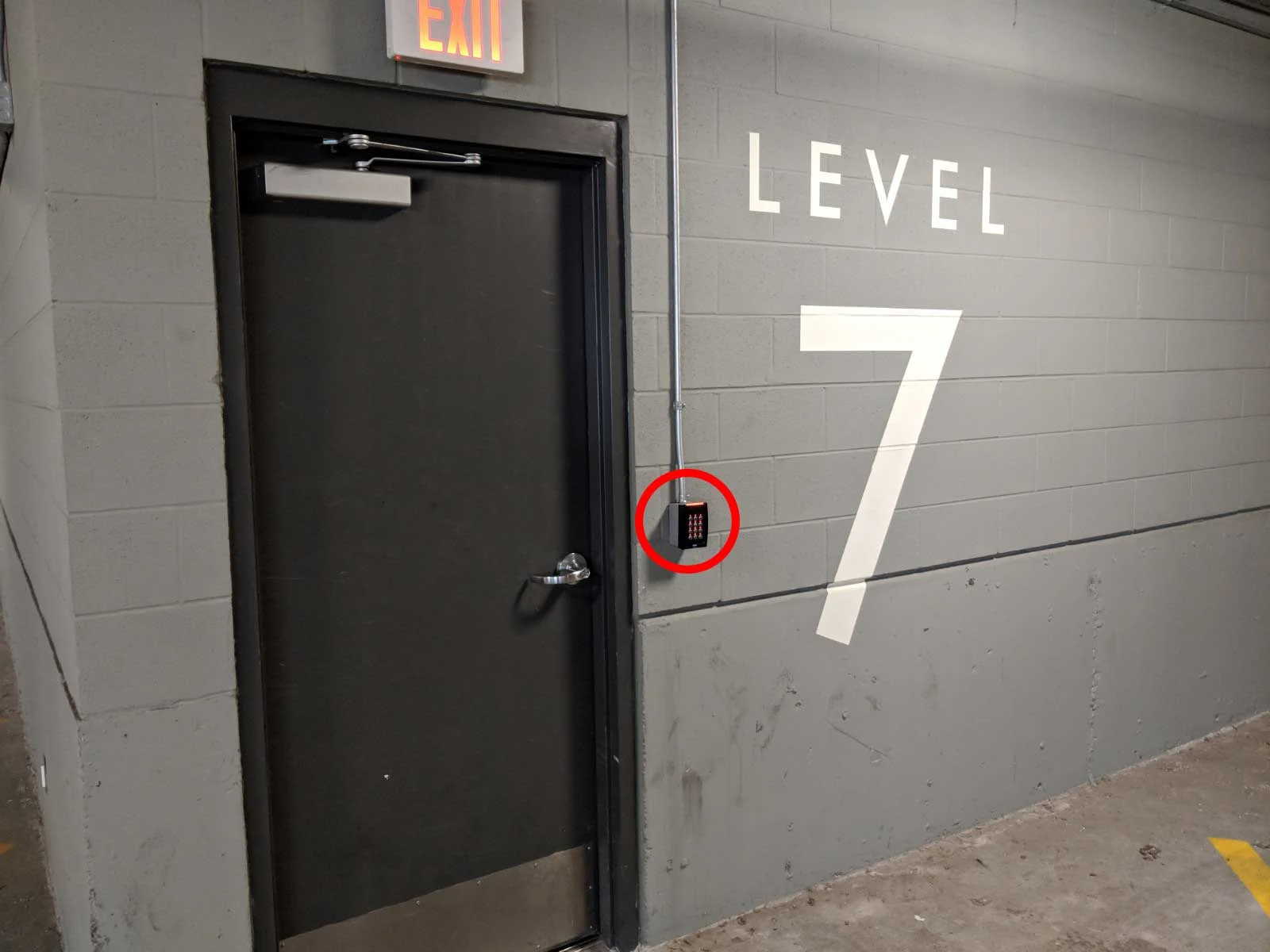 Enter on the 7th floor using the access code